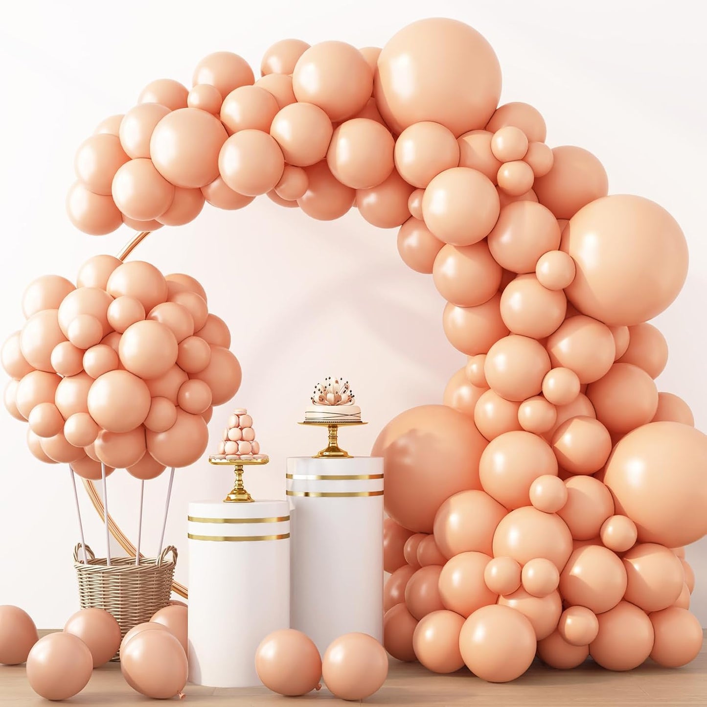 RUBFAC Peach Balloons - 129-Piece Latex Balloon Garland Kit | Light Orange & Blush Pink for Weddings, Showers & Birthdays