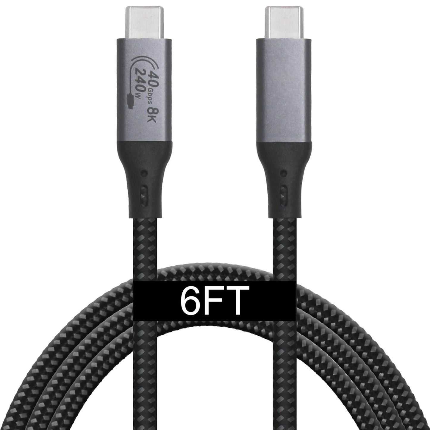 Vebner 6-Foot USB4 3, 4 8K 40gbps 240W Cable Compatible with Thunderbolt Thunderbolt and USB-C - Supports HD Display