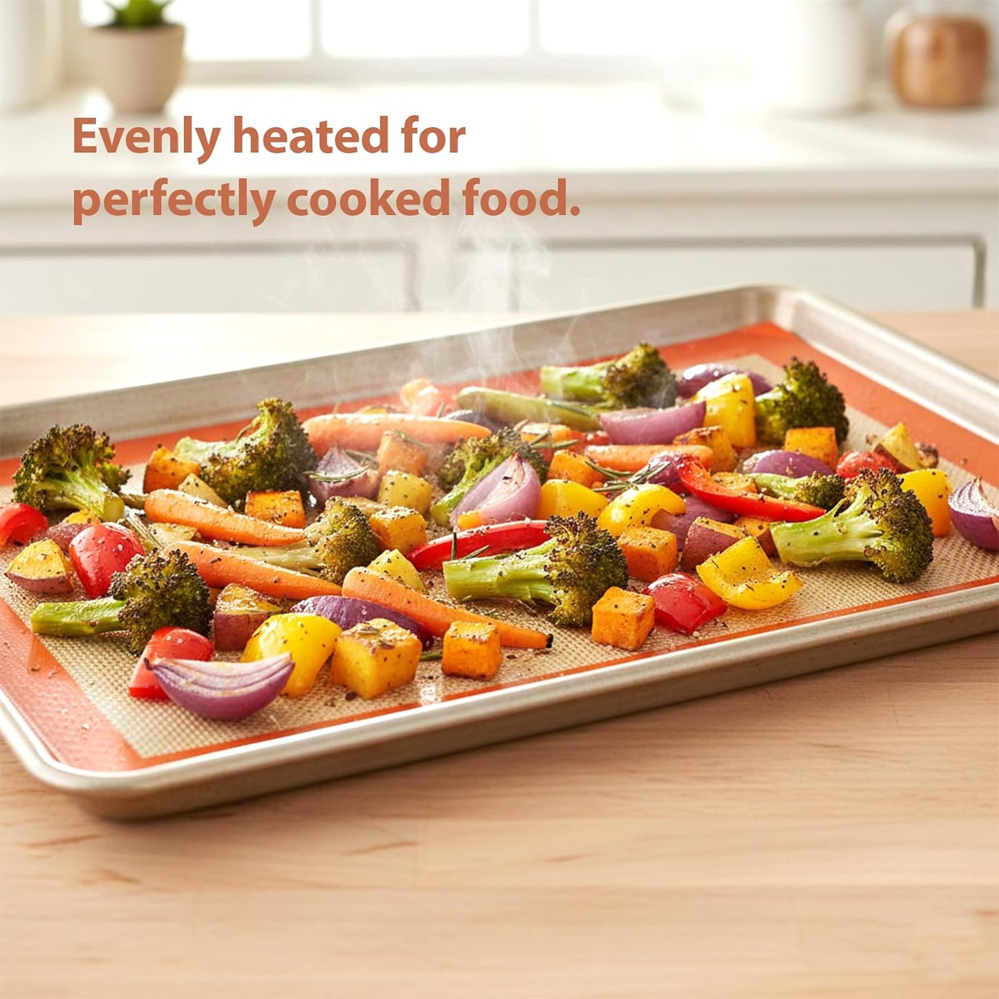 Skiennix Silicone Baking Mats - Non-Stick, Heat-Resistant & Reusable | 3-Piece Set in Orange for Cookies & Pastry