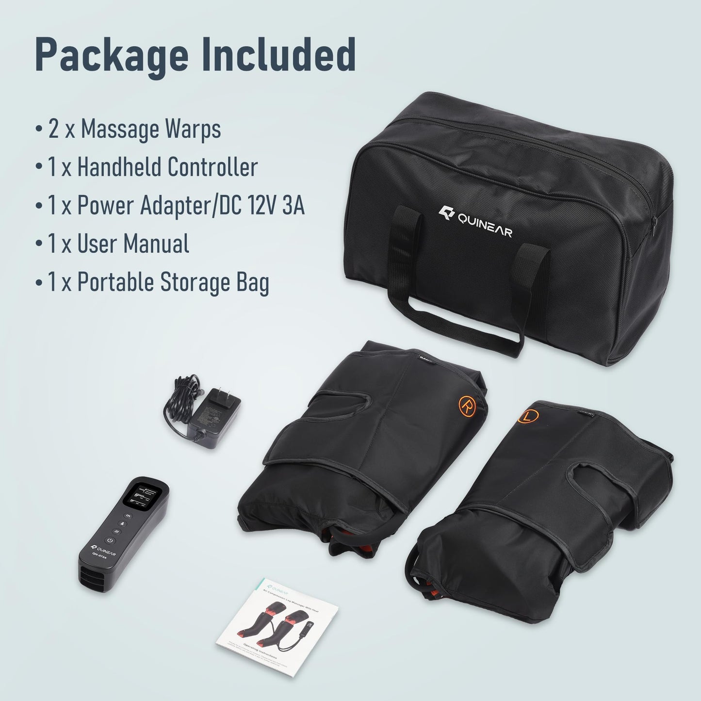 QUINEAR Leg Massager, 3-in-1 Foot Calf & Thigh Massager with Heat and Compression Therapy, Leg Massage Boots for Pain Relief, FSA-HSA Eligible