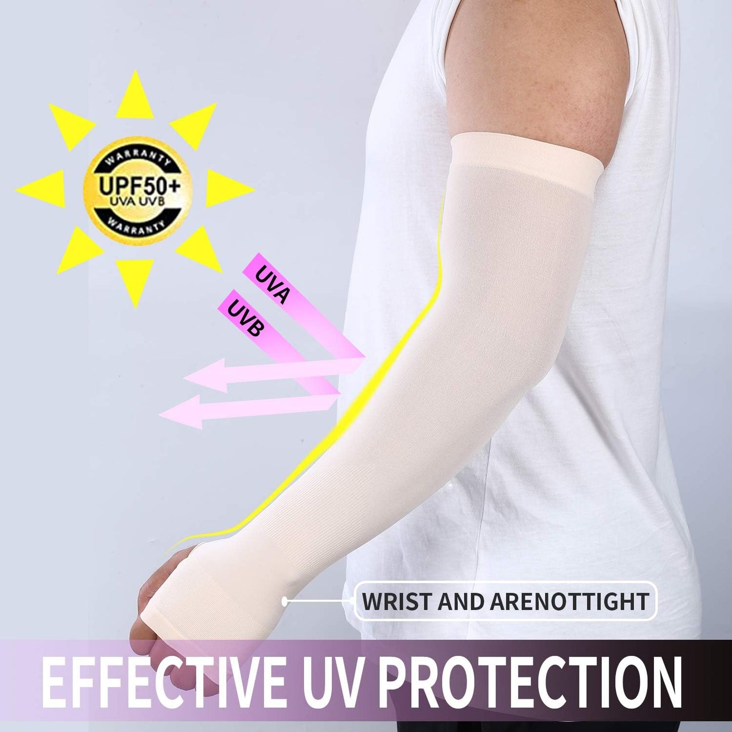 KUHNMARVIN Women Compression Arm Sleeves for men to Cover Arms Tattoo Cover-Up Volleyball Sleeve Softball Pickleball (2pairs white with hand cover)