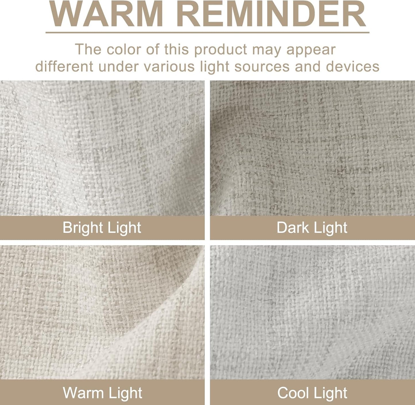 Skiennix 100% Blackout Linen Curtains - Thermal Insulated Drapes for Bedroom | 50" W x 90" L, Beige