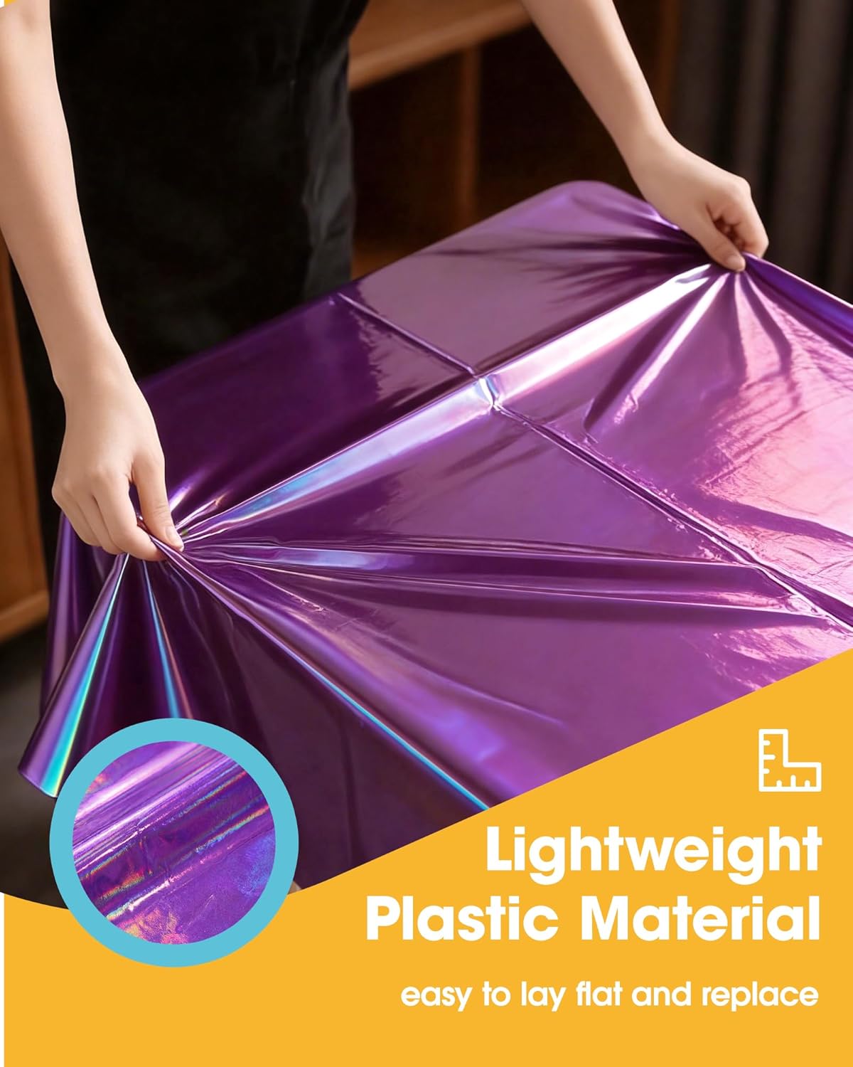 Niuara Iridescent Purple Tablecloths - 4 Pack 54" × 108" Disposable Covers for Parties & Gatherings