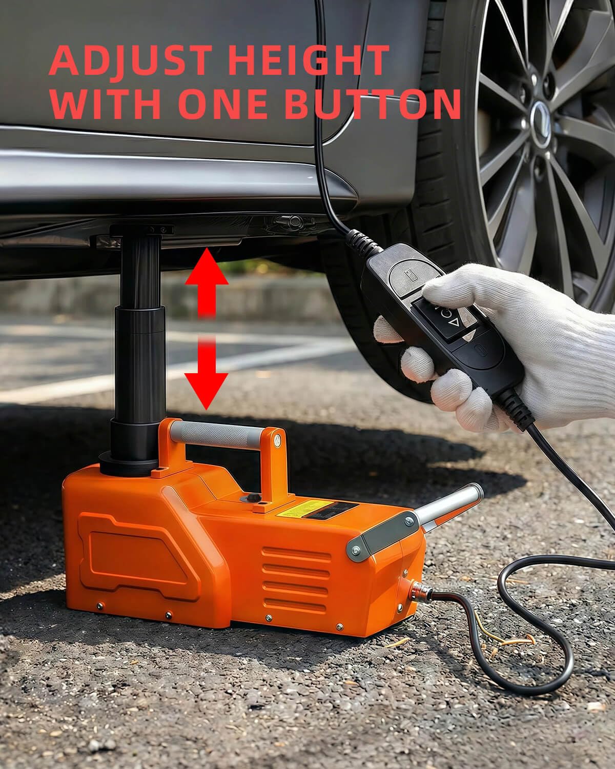 SEICETEC Electric Car Jack 15 Ton, 12V Heavy-Duty Hydraulic Jack with LED Light, Electric Floor Jack for Truck SUV RV Van, Lifting Range 7.9–20.5 Inches