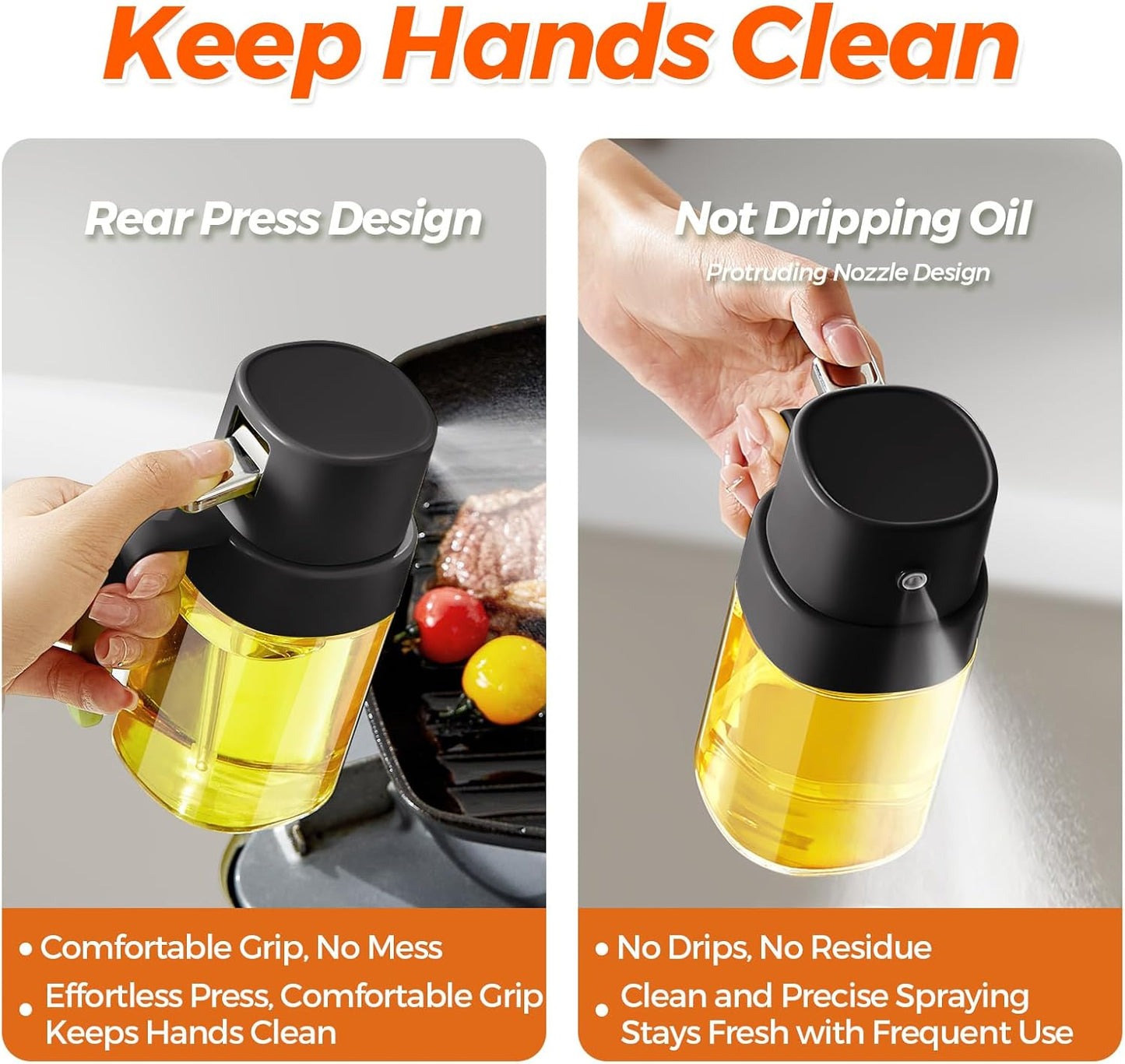 YARRAMATE Mini Oil Sprayer - 6.8 OZ Premium Food-Grade Olive Oil Spray Bottle for Cooking | Portable Kitchen Mister (Black)