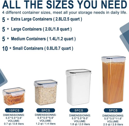 MCIRCO Airtight Food Storage Containers - 25-Piece Set for Kitchen Organization | Includes Lids, Labels & Measuring Cups