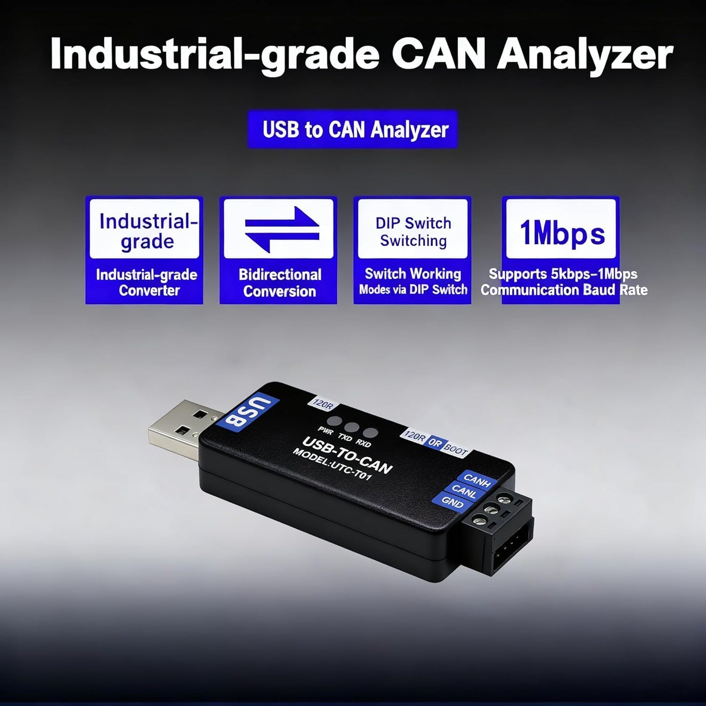 Xiusiyt USB to CAN Bus Converter with Preloaded PCAN Firmware - Ideal for Automotive & Industrial Robotics Applications