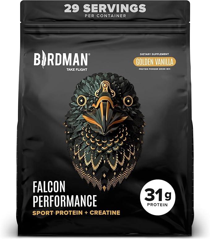Falcon Performance Vegan Protein Powder, 31g Protein, 5g Creatine, 5g BCAA, Probiotics, Electrolytes, Pre Workout, Low Carb, Sugar Free & Dairy Free, Plant Based Vanilla Protein, 29 Servings