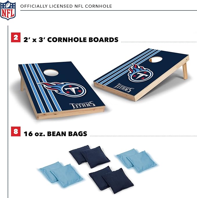 NFL 2' x 3' Solid Wood Cornhole Set with Direct Print HD Team Graphics – Great Gift for Any Football Fan! Bean Bag Toss Family Outdoor Games
