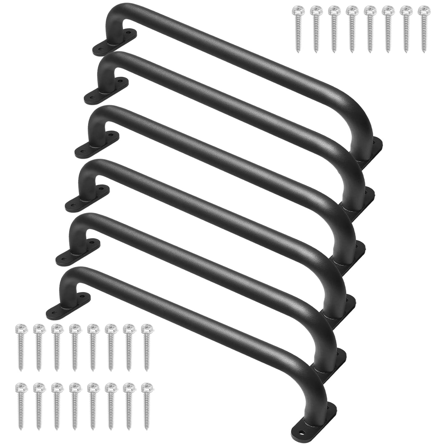 Purife 17 Inch Black Playground Accessories Handles Metal Pack of 6- Playset Handles, Swing Sets Attachment Grab Bars, Kids Hand Grips Monkey Bar for Playhouse, Treehouse, Jungle Gym