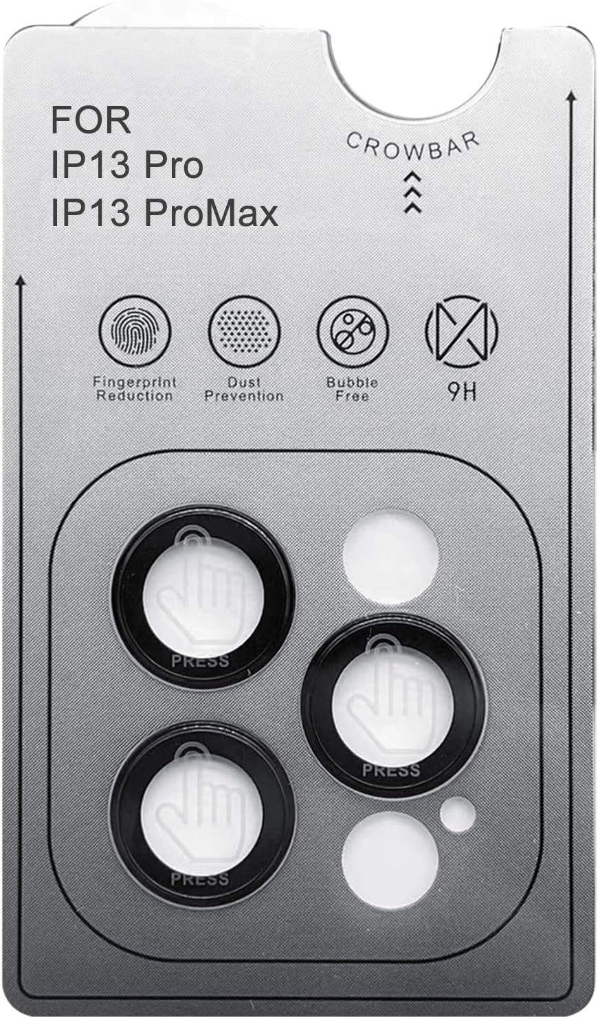 13 13 9H TENOC Camera Lens Protector for iPhone Pro & iPhone Pro Max, Tempered Glass Camera Screen Cover, Black Metal
