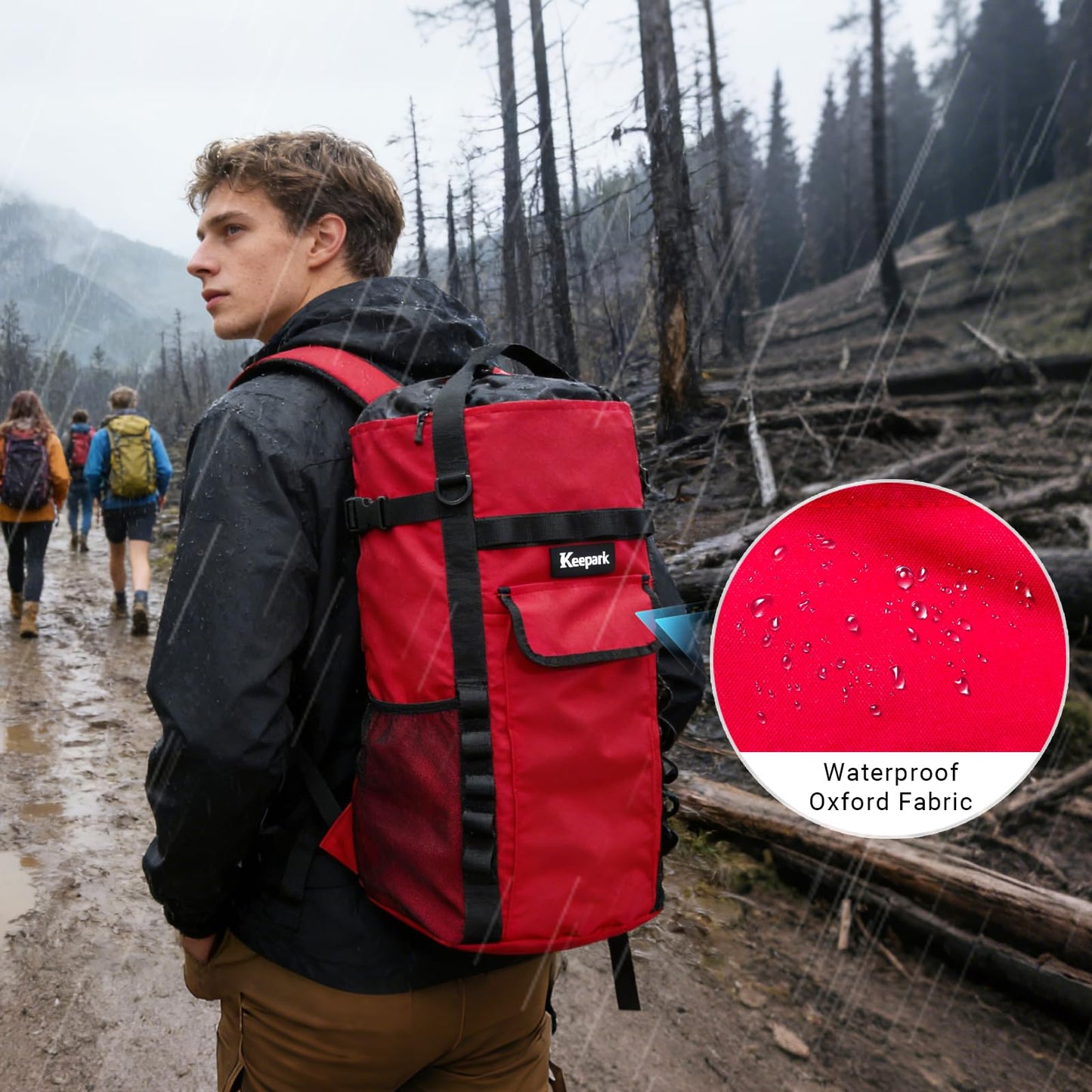 Keepark Rock Climbing Rope Storage Bag - Large Capacity Tree Rope Storage Backpack, Waterproof Oxford Outdoor Climbing Rope Bag With Adjustable Shoulder Straps - Red