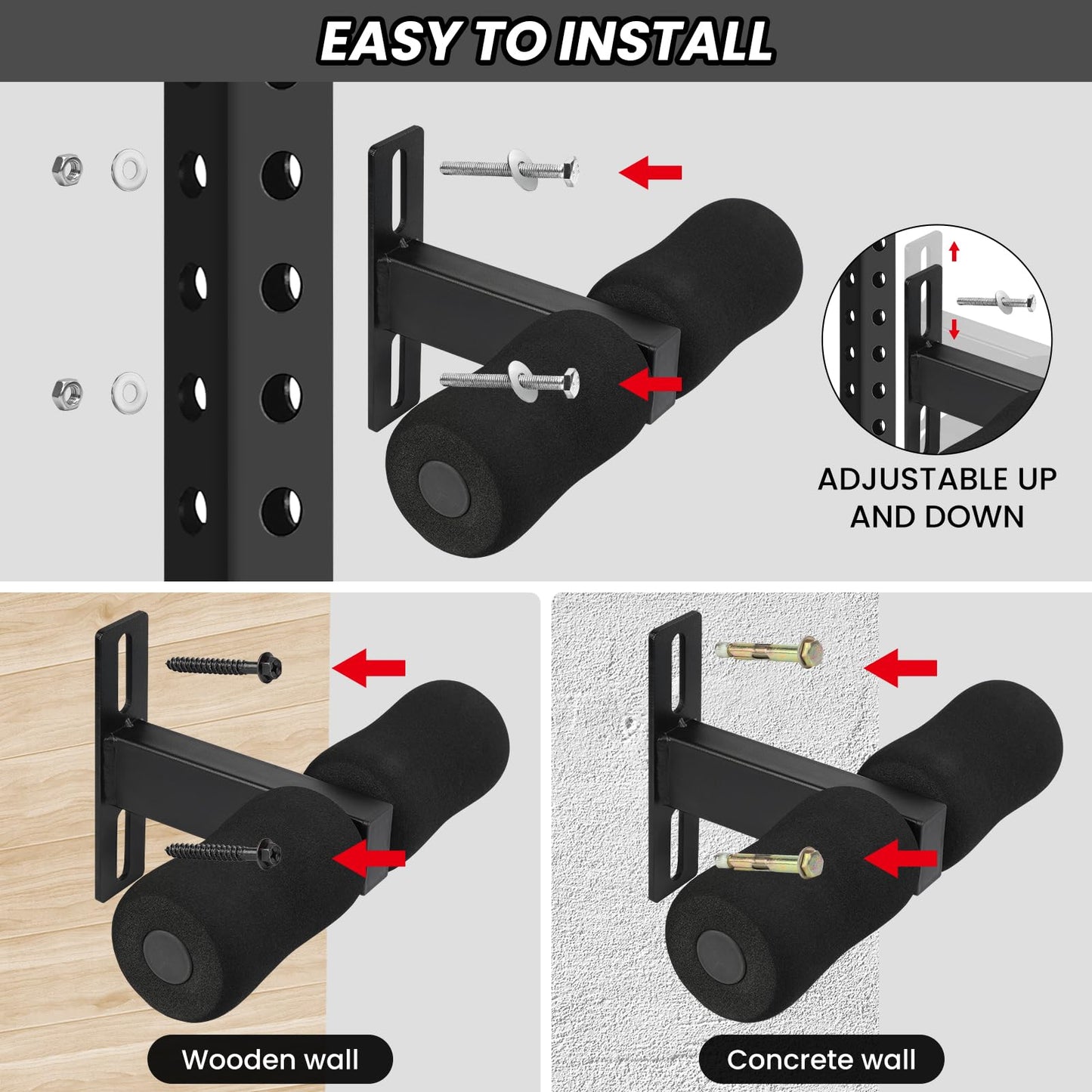 Nordic Hamstring Curl Squat Rack Attachment, Sit Up Assistant Device Abdominal Core Workout, Bulgarian Split Squats, for Power Rack Power Cage