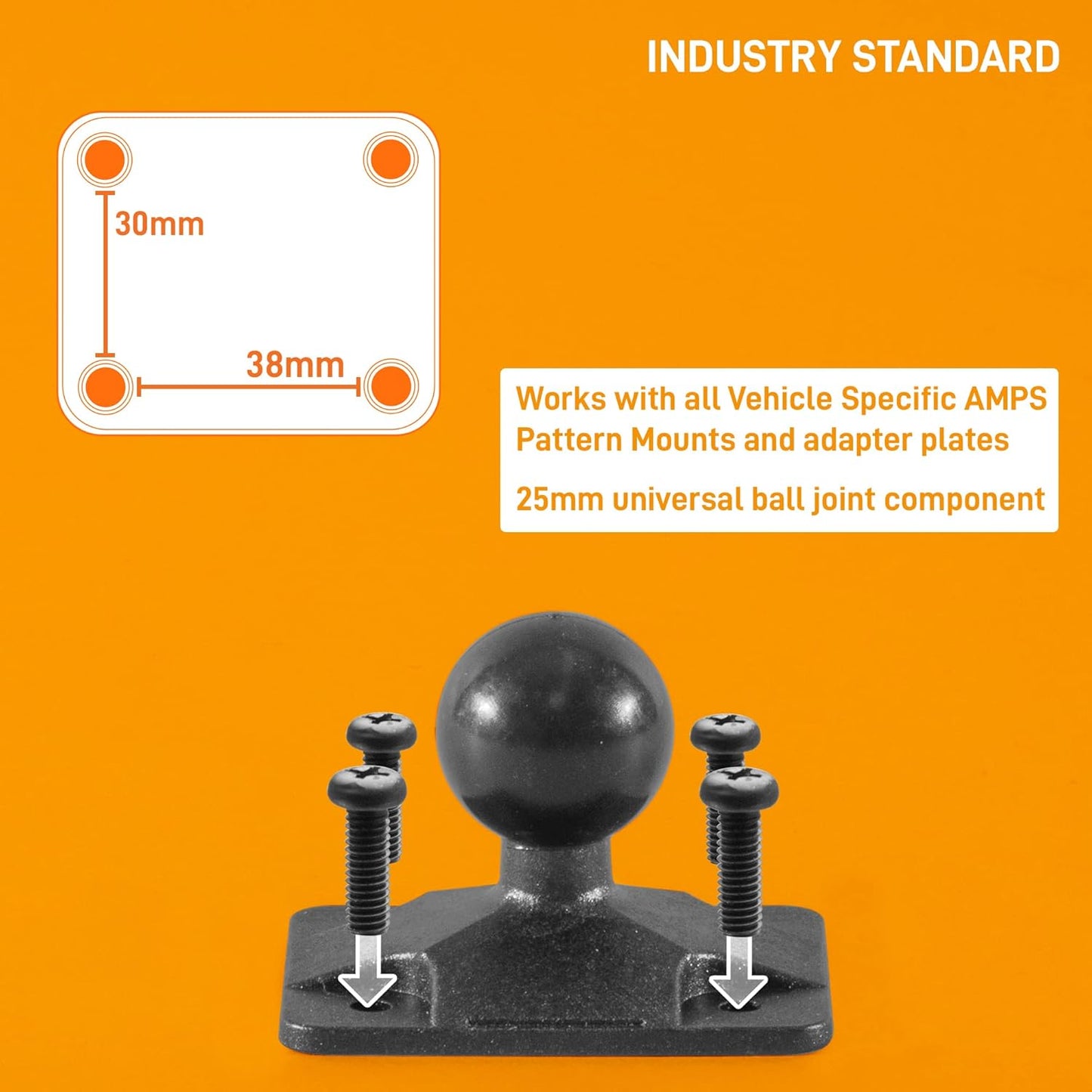 25mm 1 inch arms,25mm Composite,IBPB-33880 iBolt / Composite AMPS Adapter Plate for Industry Standard Dual Ball Socket