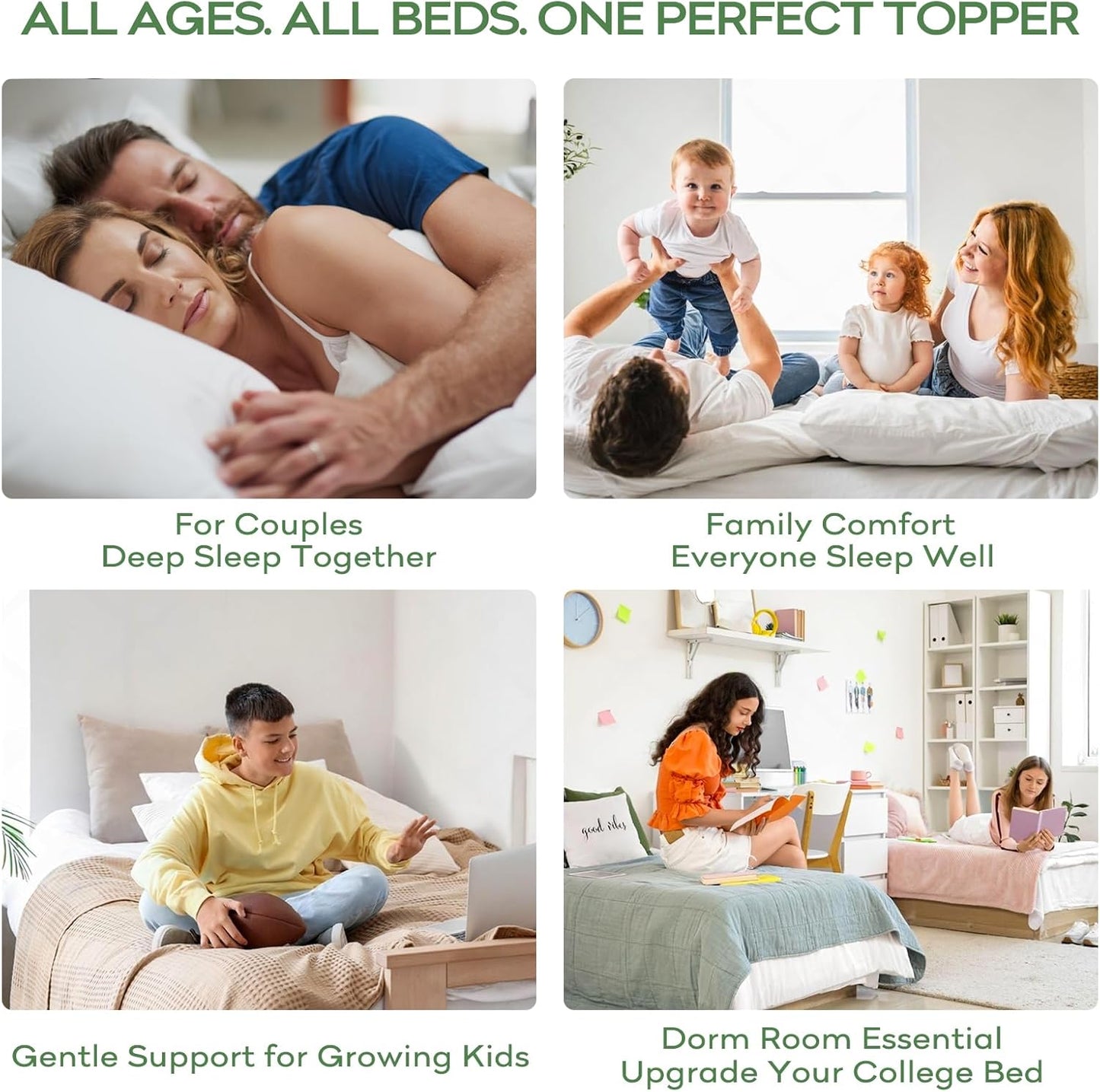 OLANLY Queen Mattress Topper - Cooling Bamboo Viscose Pillow Top for Back Pain Relief | Plush White Deep Pocket