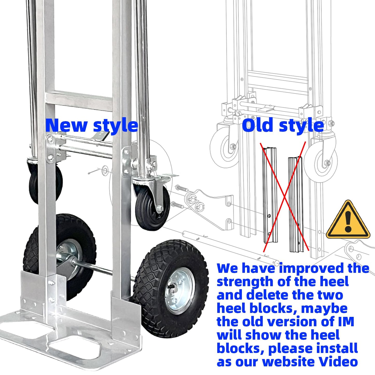 Suzhi Convertible Hand Truck Dolly Cart with Wheels Heavy Duty/with 4 Wheels&Brakes /1000Lbs Load, 2 Straps for Furniture/Appliance/Carton/Warehouse/Office /10 Minutes to Install as Video