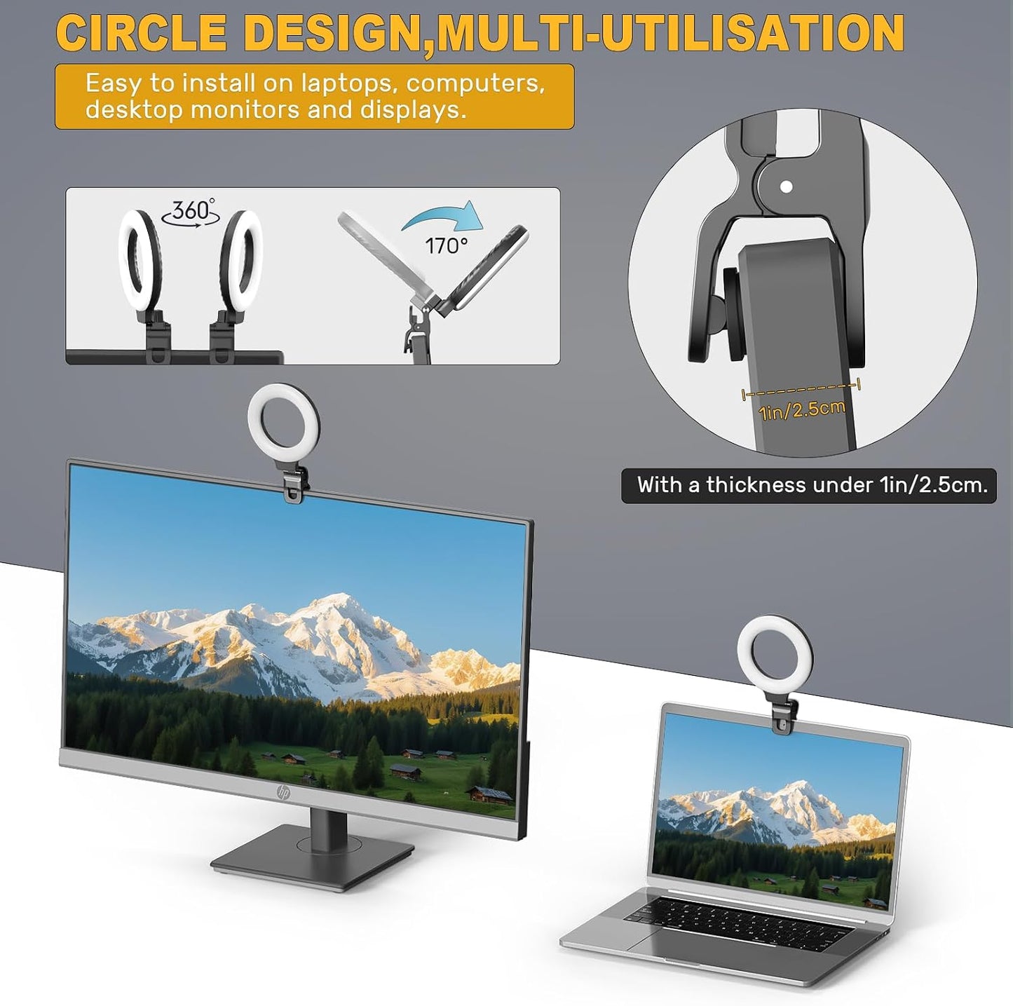 Anautin Lighting,360Adjustable,Portable Ring Light for Video Conference LED Video Conference Lighting