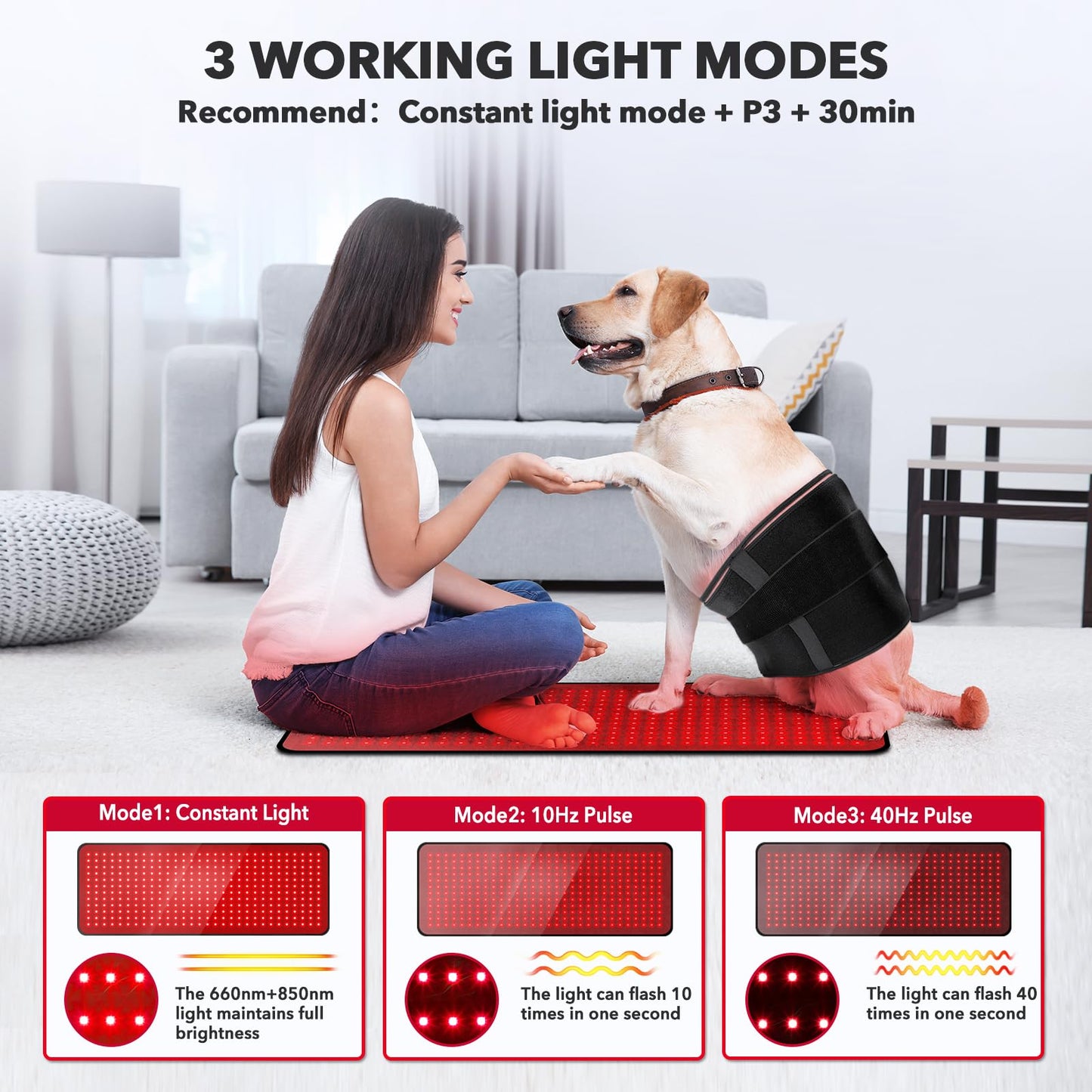Red Light Therapy for Body, 31.5" * 11.8" Near Infrared Light Therapy Pad, 3-in-1 Chip 360 LEDs 660nm & 850nm Infrared Light Therapy for Body Back Waist Shoulder Knee Joint, Gift for Women Men