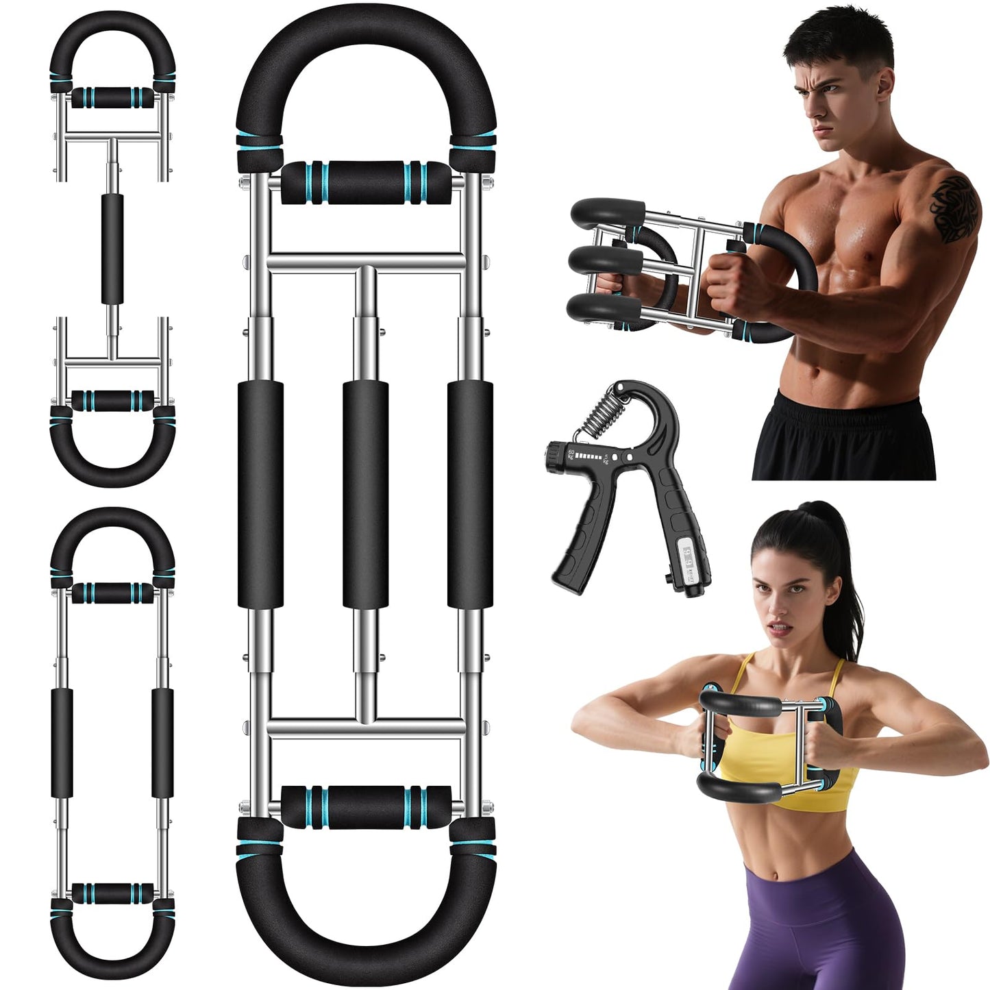 Laapee Twister Arm Trainer, 9-Level Adjustable 20-270lbs Chest Workout Equipment with Grip Strength Trainer, Arm Trainer for Men Women, Home Gym Arm Exerciser to Build Biceps, Chest & Grip Strength