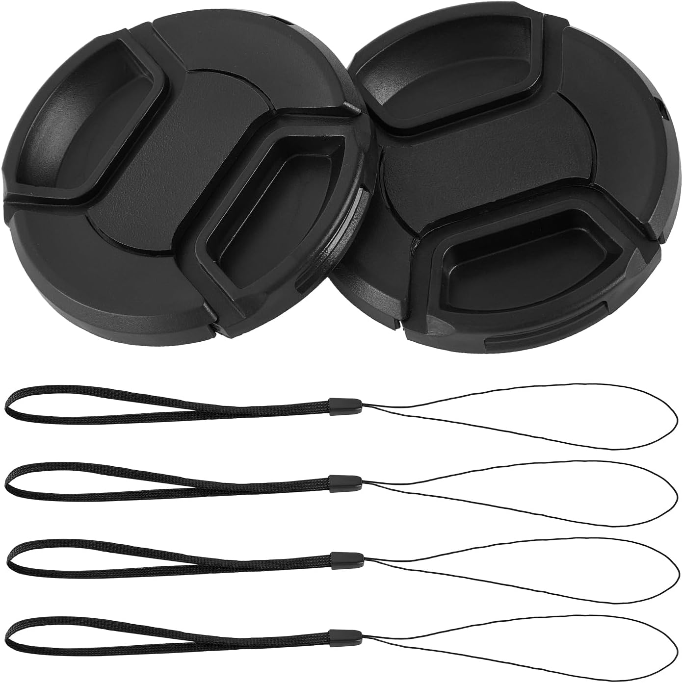 ZZJMCH 2 Pack 55mm Pinch 100% (55mm) Center Front Lens Cap, Extra Strong Springs, Camera Lens Cover, Made from Recycled