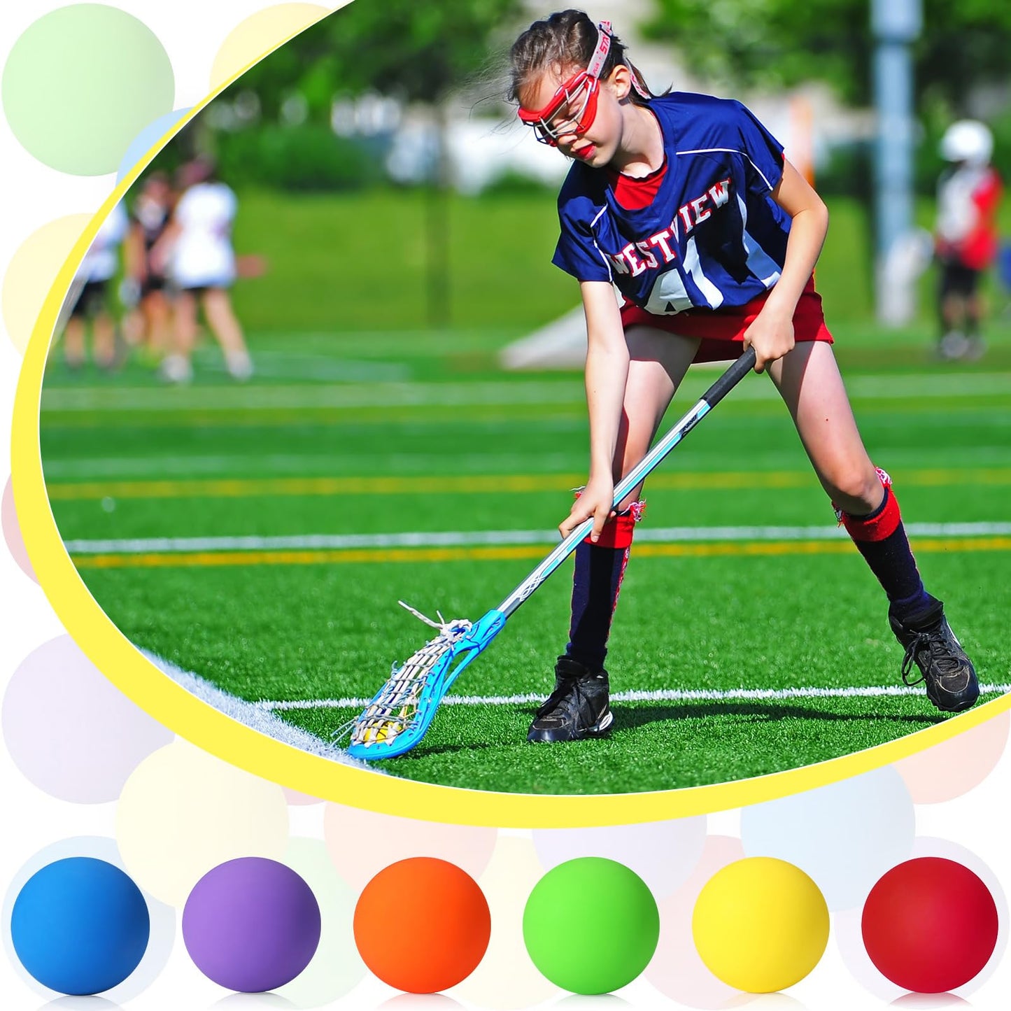 Sosation 36 Pcs Lacrosse Balls Bulk 2.5 Inch Soft Rubber Massage Balls Lacrosse Balls for Practice Training Stress Relief Balls Myofascial Release Tools Muscle Knot Remover Balls