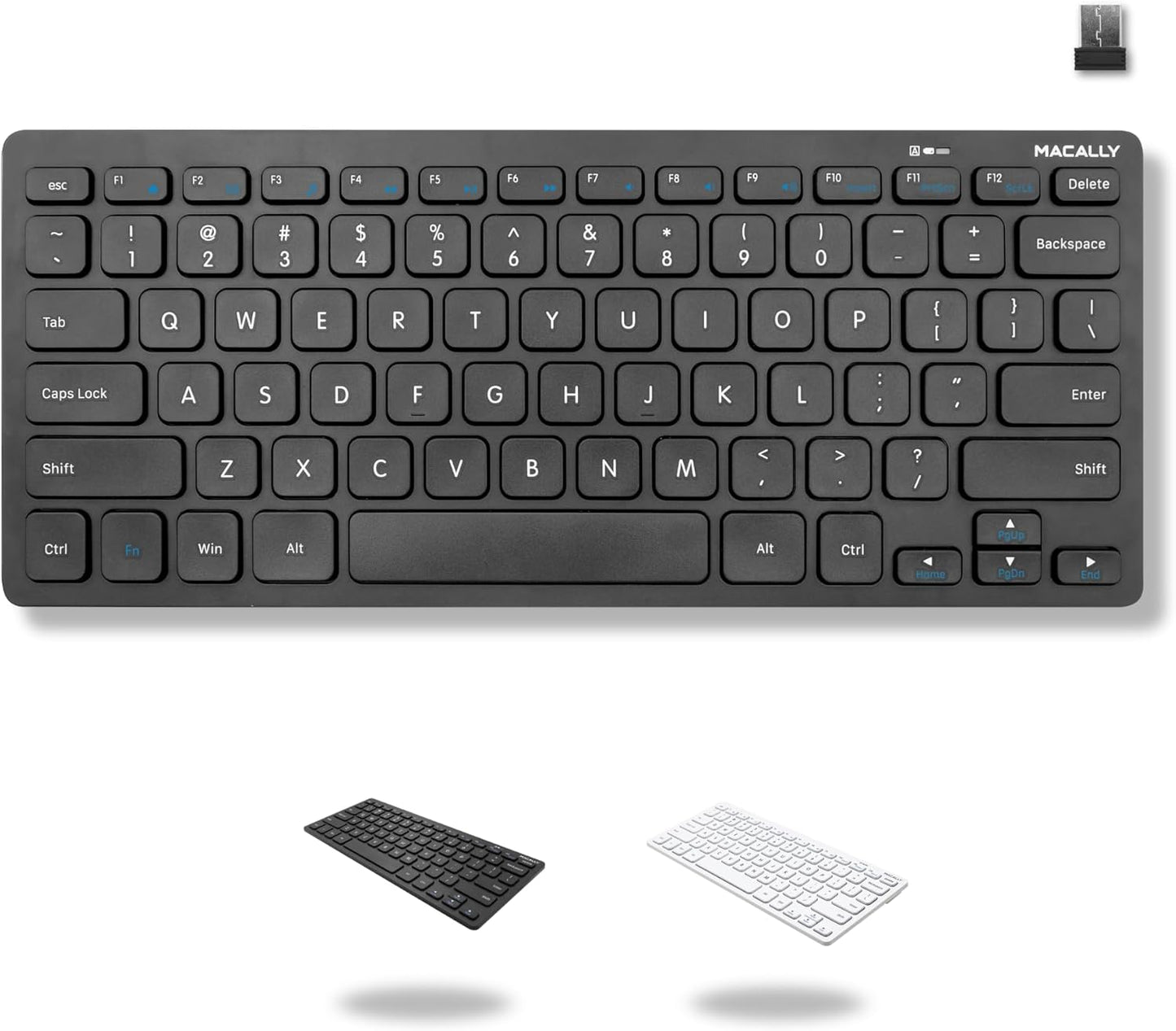 Macally 2.4G Mini Compact Keyboard - Wireless Keyboards for Desktop PC, Surface, Chromebook, Notebook, Laptop Keyboard