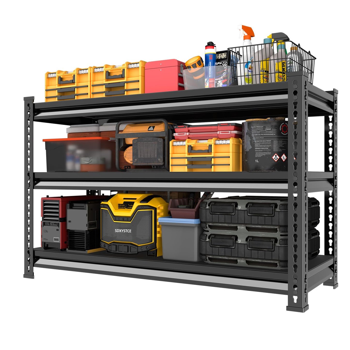SDXYSTCE 48" W Garage Shelving Heavy Duty, 1500LBS Loads Shelving Units and Storage Racks, 3-Tier Metal Garage Storage Shelves, Industrial Utility Shelf Heavy Duty,48" Wx16 Dx39 H, Black