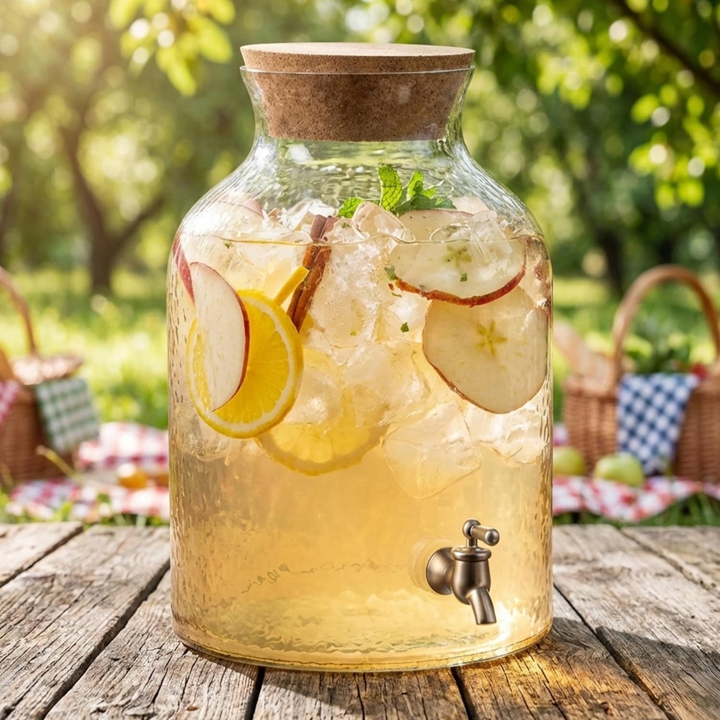 Style Setter Beverage Dispenser Cold Drink Dispenser w/ 2.7 Gallon Capacity Glass Jug, Cork Lid & Leak-Proof Acrylic Spigot, Great for Parties, Weddings & More