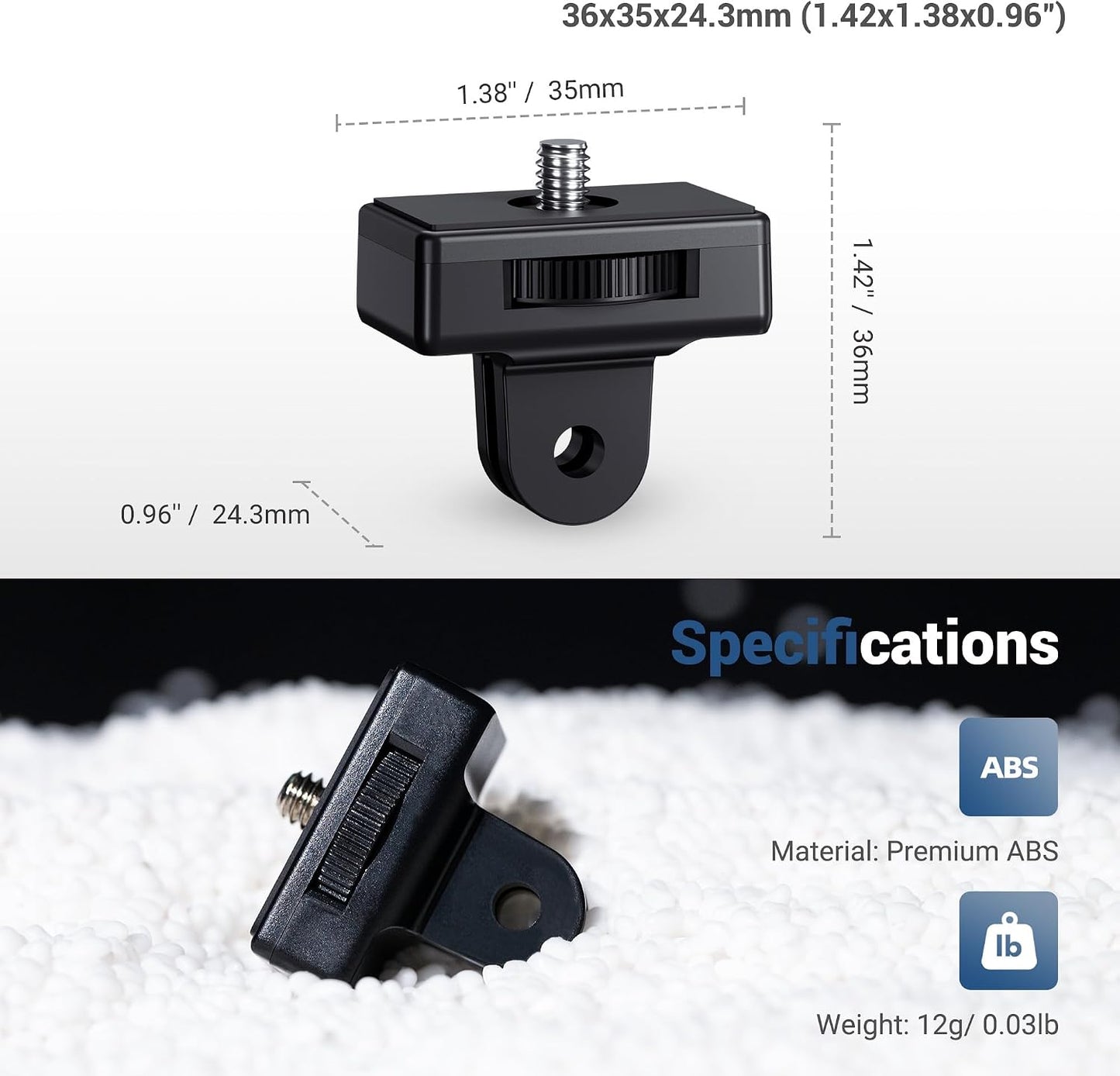 JJC 2-Pack Adapter,1/4"-20 Insta360 X4 X3 3 XT-50 T7 Action Camera Mount Screw Tripod Adapter Screw Camera Mount