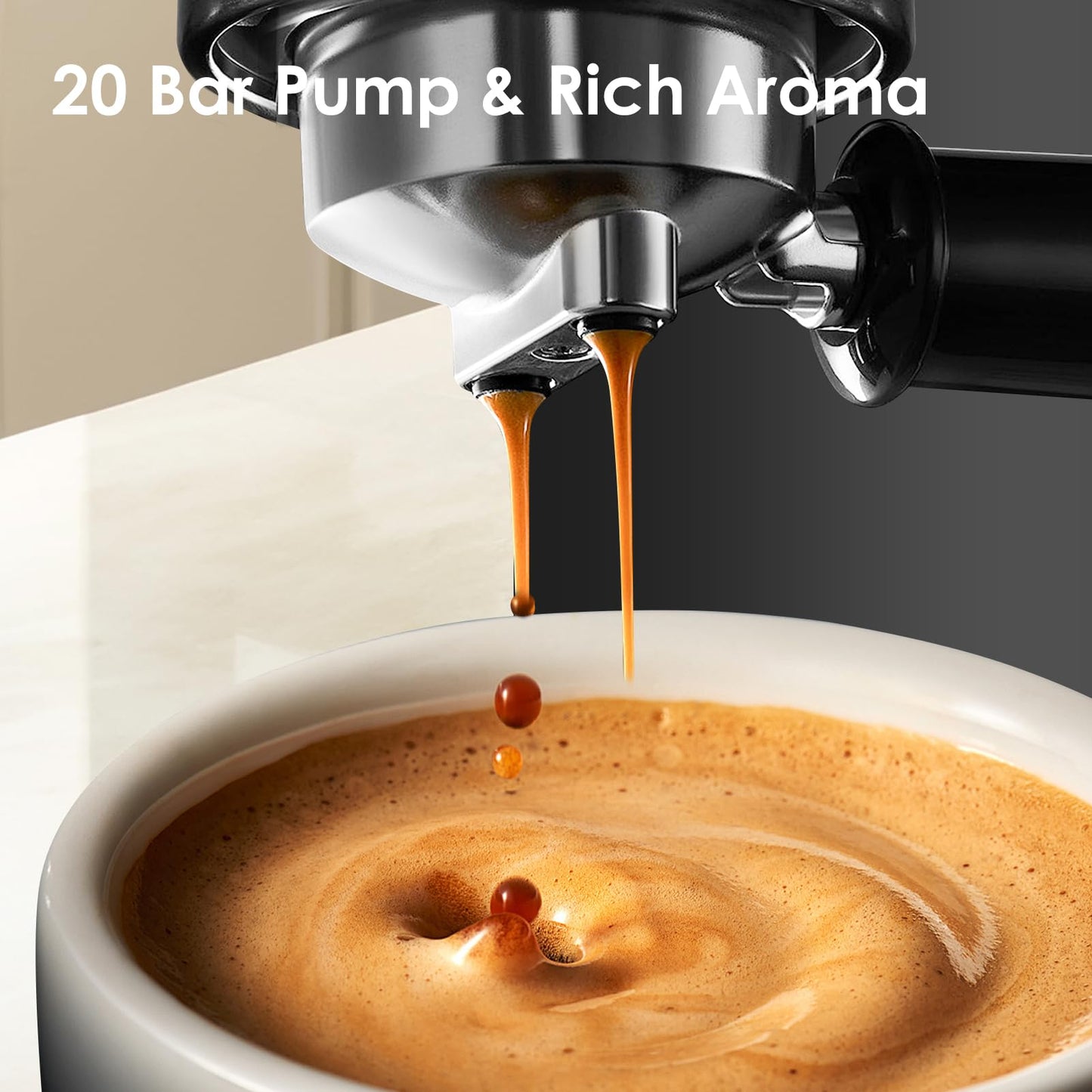 Geek Chef Espresso Machine, 20 Bar Espresso and Cappuccino Coffee Maker, Quick Heating Automatic, Latte & Cappuccino Creator, for Home, for Gift to Family, Friends, Coffee Shops