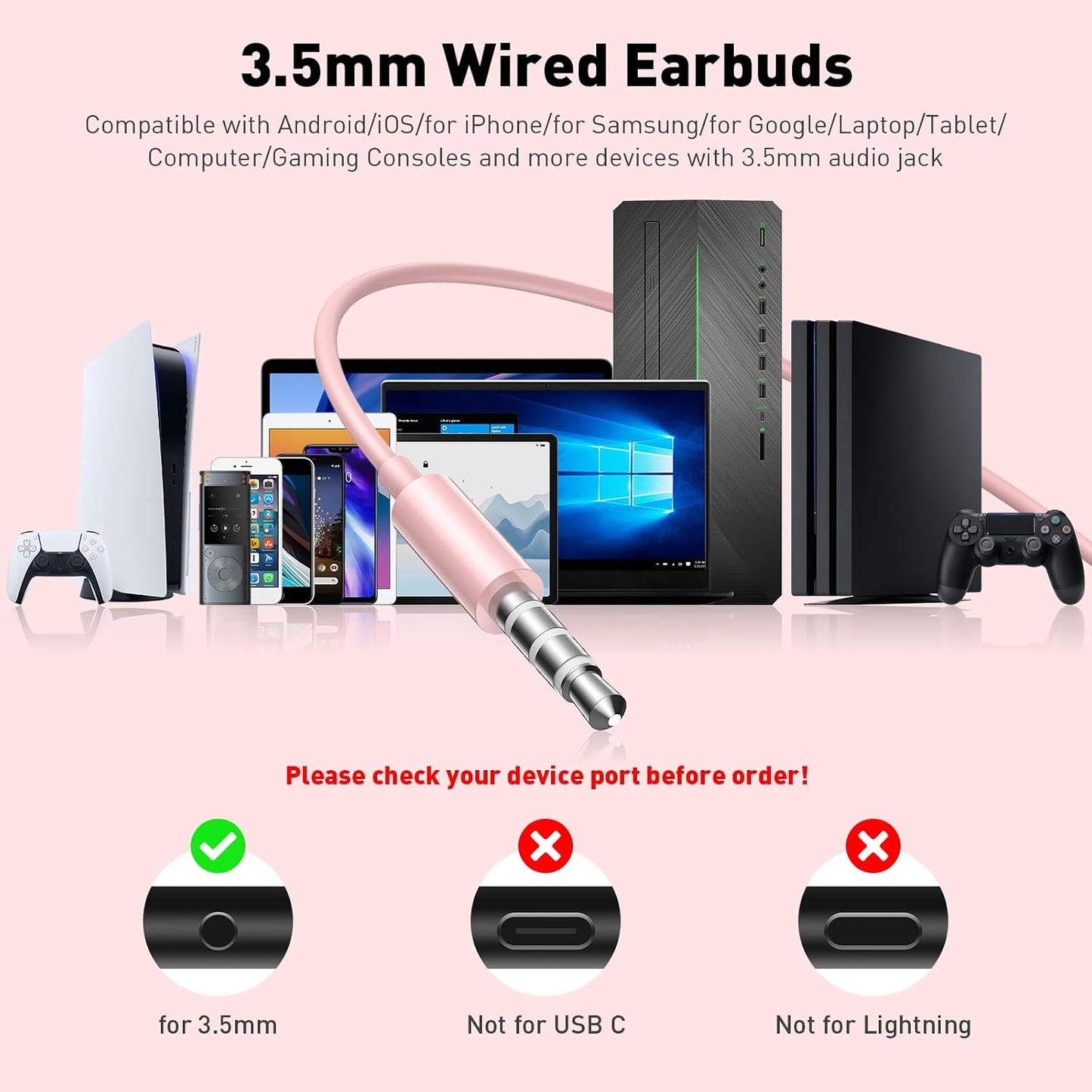 3.5mm APETOO Wired Earbuds in-Ear Headphones Jack for Laptop/PC, Noise Isolation Small Earphones Corded Plug-in Ear