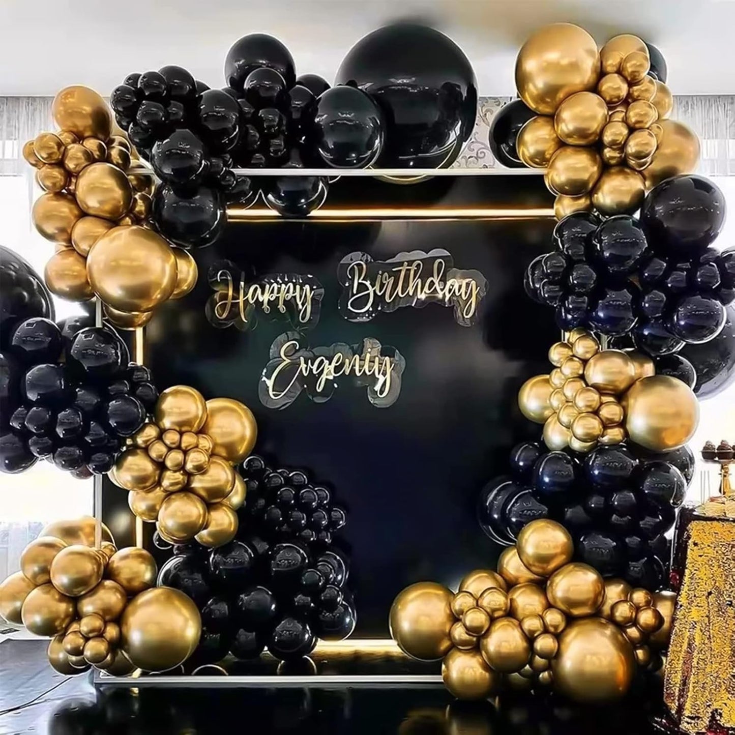 RUBFAC Metallic Gold Balloon Arch Kit - 149pcs Latex Balloons in 5-18 Inch Sizes for Parties & Events
