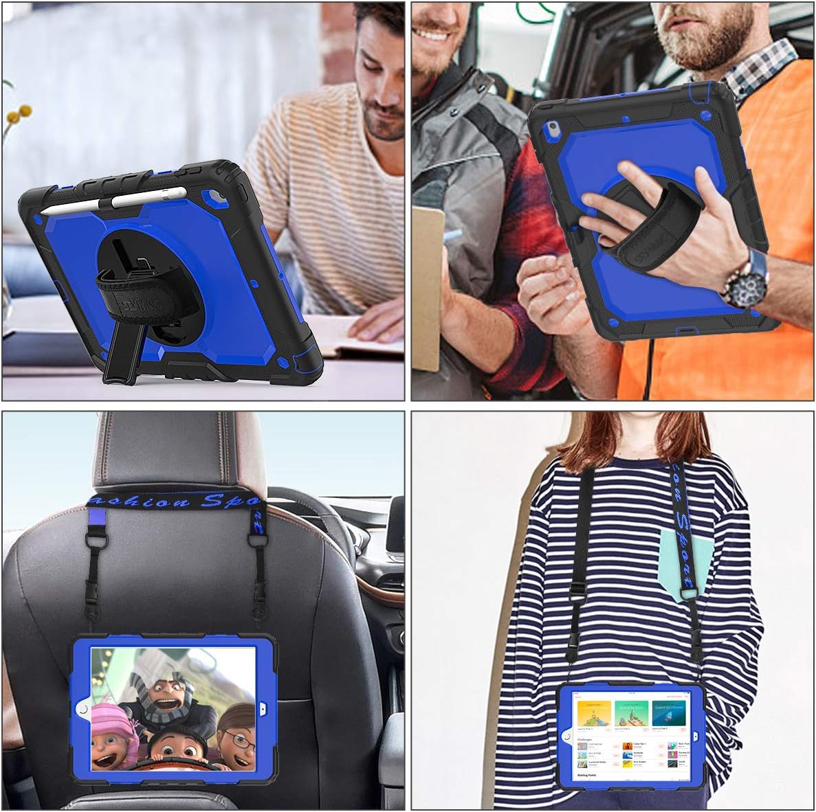 SEYMAC stock 9th/ 8th/ 7th 10.2'', [360 10.2 inch 2021-2019 Case for iPad Generation Shockproof with Screen Protector