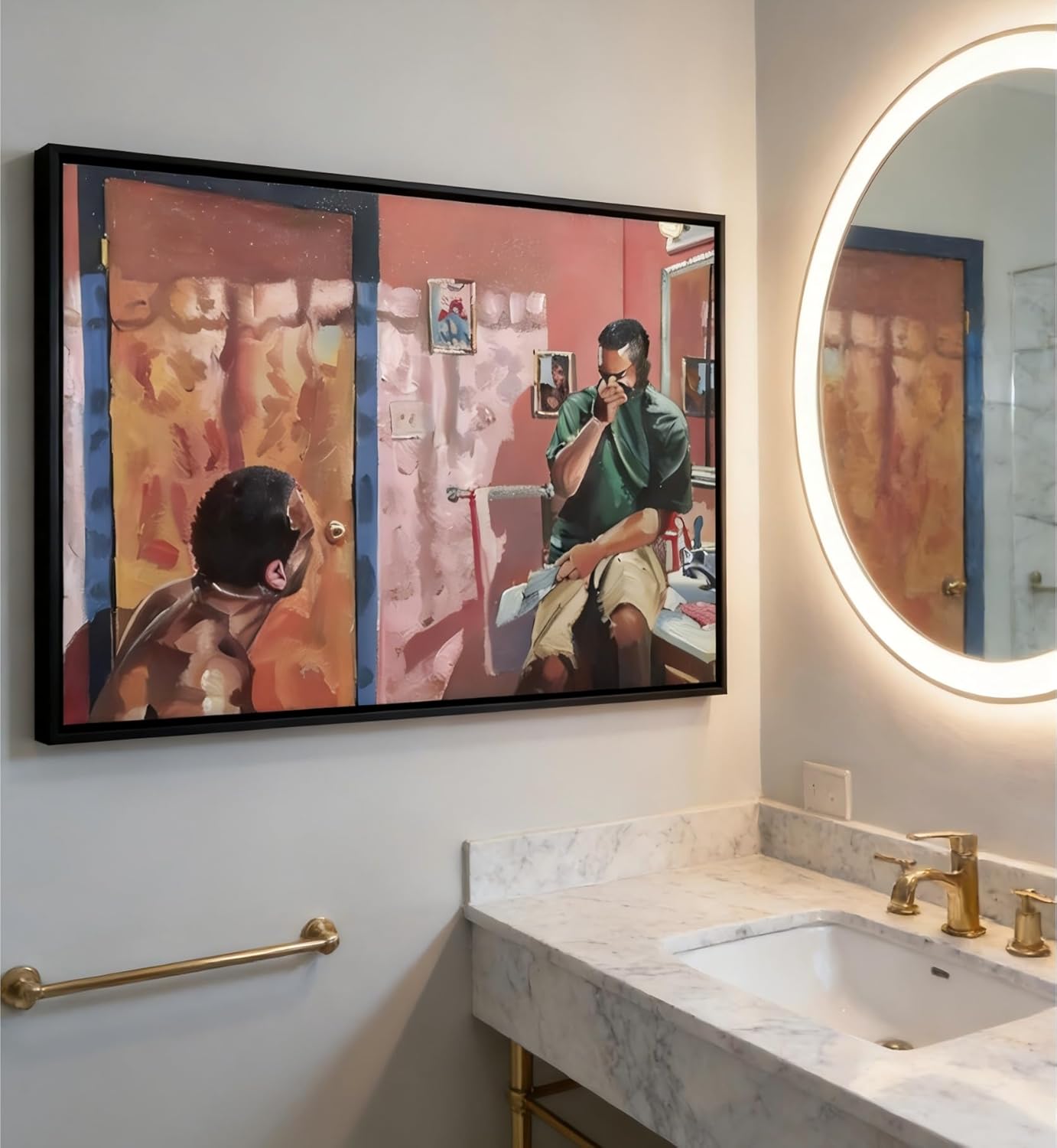 Skiennix Funny Bathroom Canvas Wall Art - Humorous Toilet Decor Print | Modern 8x10in Oil Painting