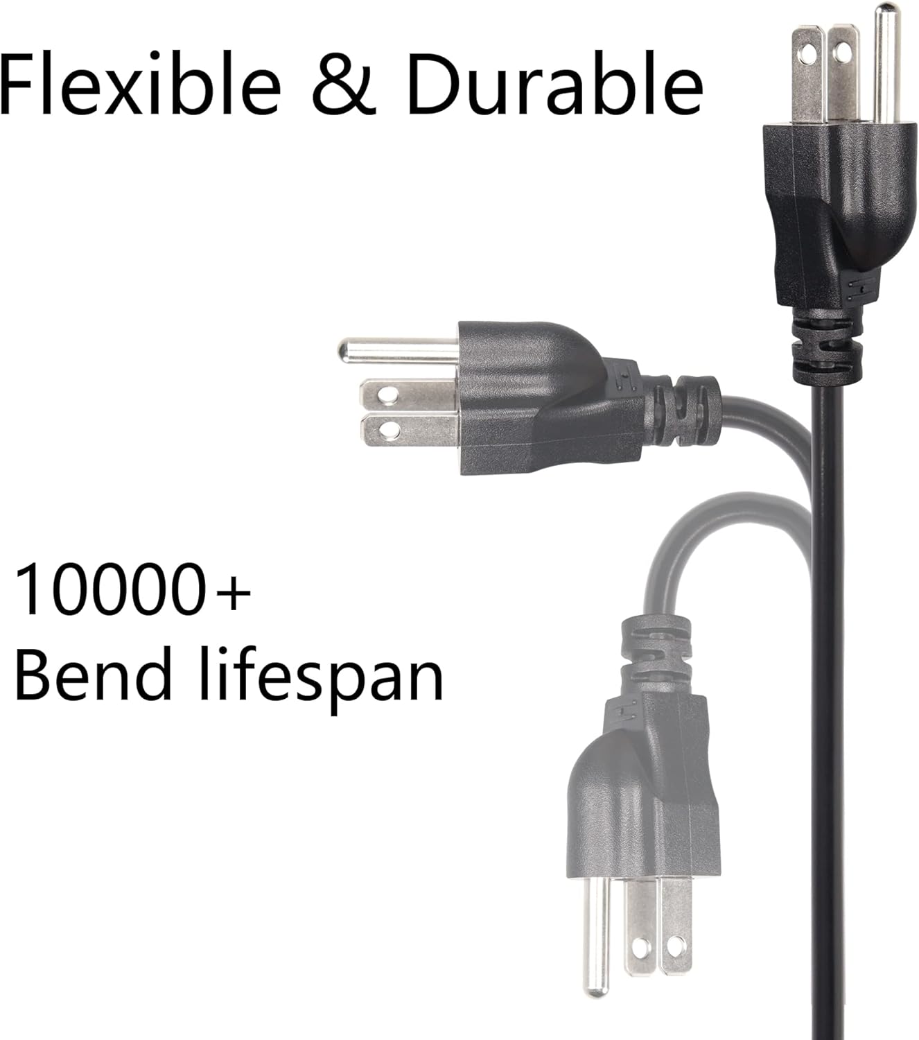 CERRXIAN 4.92FT 18AWG 3 5-15P 90 320 C13 10A/125V, Left Angle Prong Computer Power Cord, NEMA to Degree IEC Monitor TV