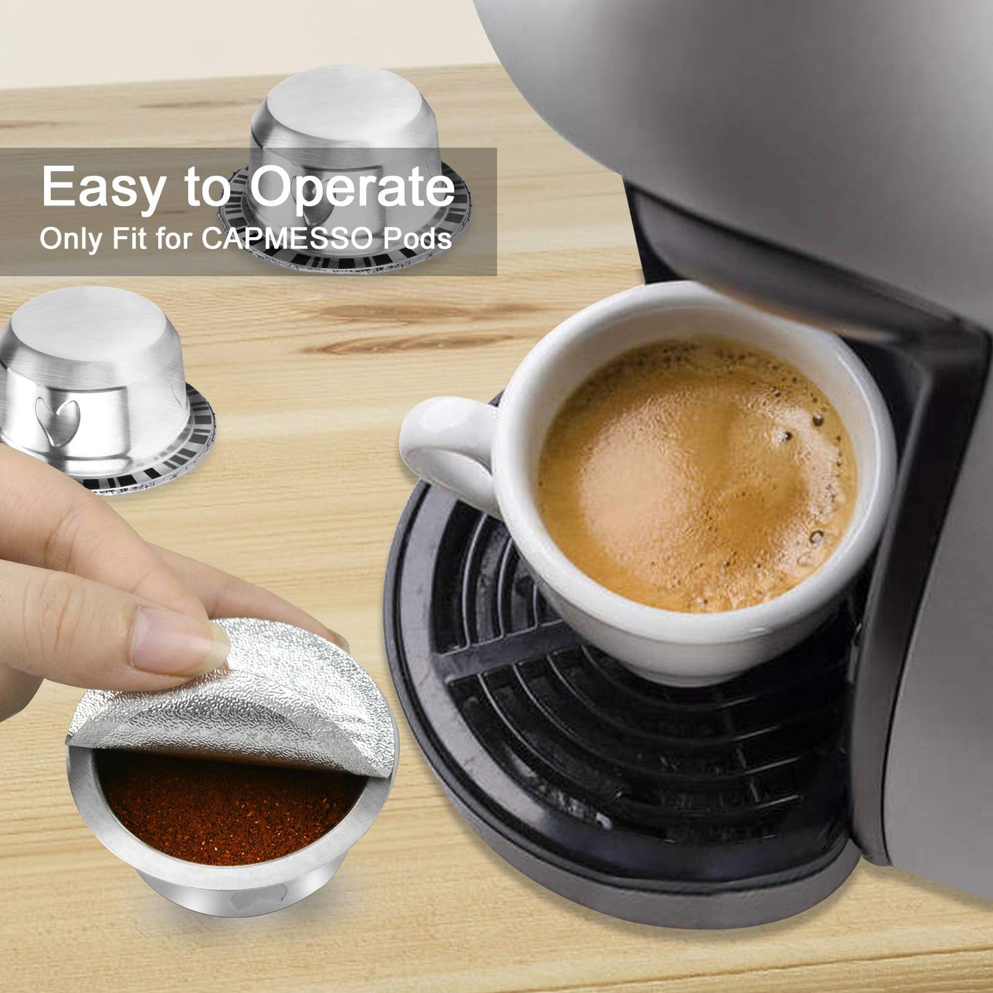CAPMESSO Reusable Vertuoline Pod Foil Lids, for CAPMESSO Vertuline Capsules Aluminum seals Reusable Coffee Pod Stainless Steel Espresso Refillable Vertuoline Capsule Foil Lids(100pcs/57MM in diameter)