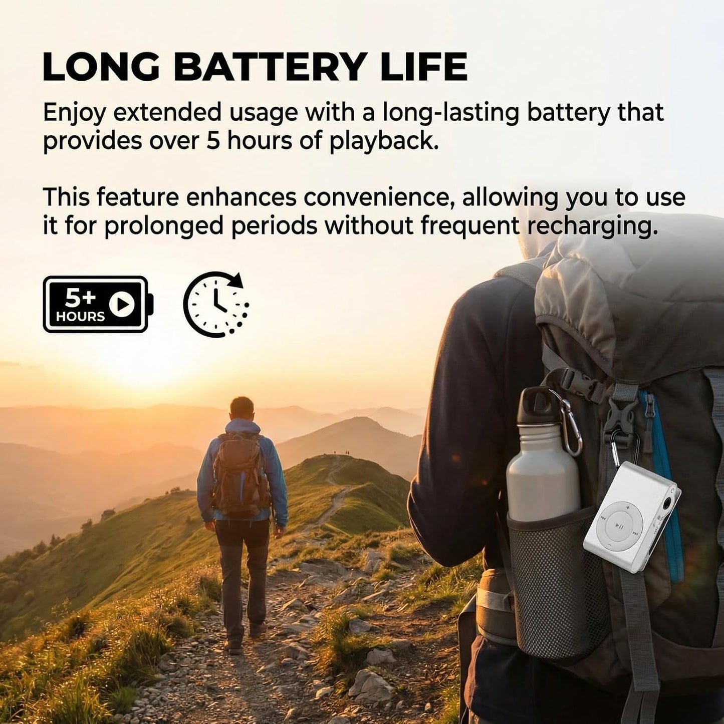 BONKZEBU MP3 Portable Player with Long Battery Life Aluminum Alloy Body Clear Sound Built-in Speaker and Earphones USB