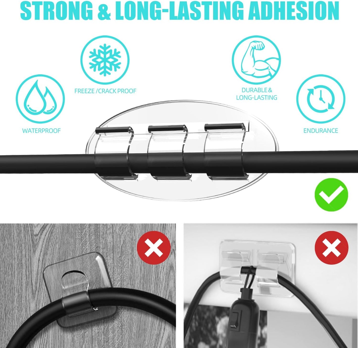 Skiennix Heavy-Duty Outdoor String Light Hooks - 30 Waterproof Adhesive Clips for Easy Hanging