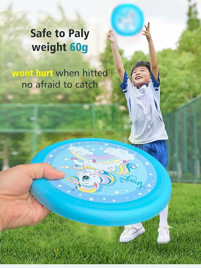 Cartoon Flying Discs Set for Kids Soft Platic Outdoor Family Game Beach Toys, 4 Pack, 20cm, 60g Each, Vivid Colors(Unicorn Horse,Dinasour,Zoo Animals, Astronauts)