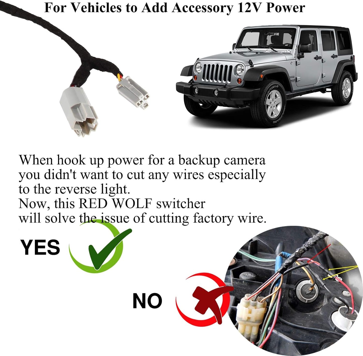 12 2001-2022 RED WOLF Volt Power Adapter Wiring Harness Switch Connector Plug w/Fuse for Chrysler Dodge Ram Power