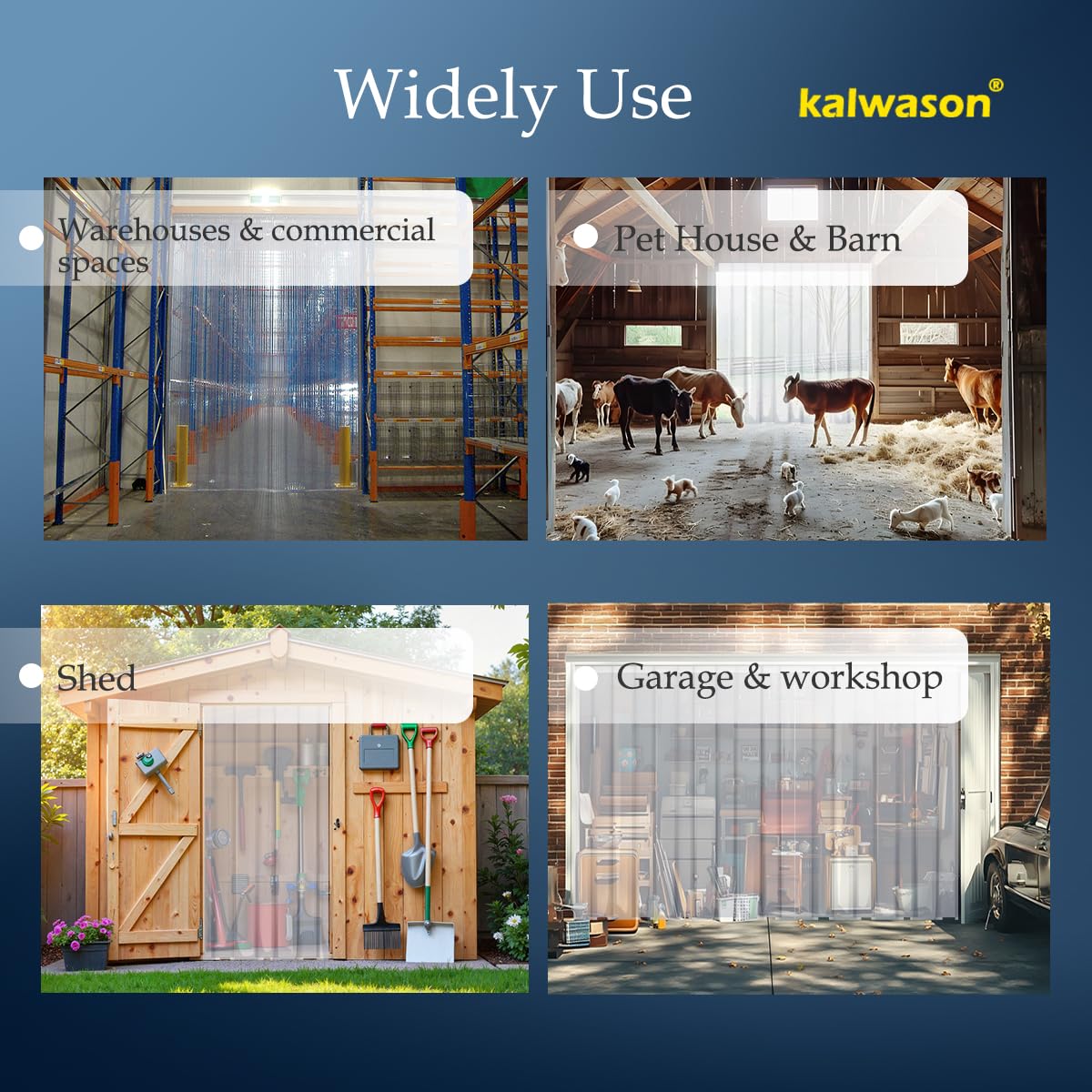 kalwason 36“ X 84“ Plastic Vinyl Strip Door Curtain Kit with Hardware – Clear Smooth PVC Strip Curtain for Doorways, Single 7" Wide x .078“ for Entry to Workshop, Barn, Shed, Garage