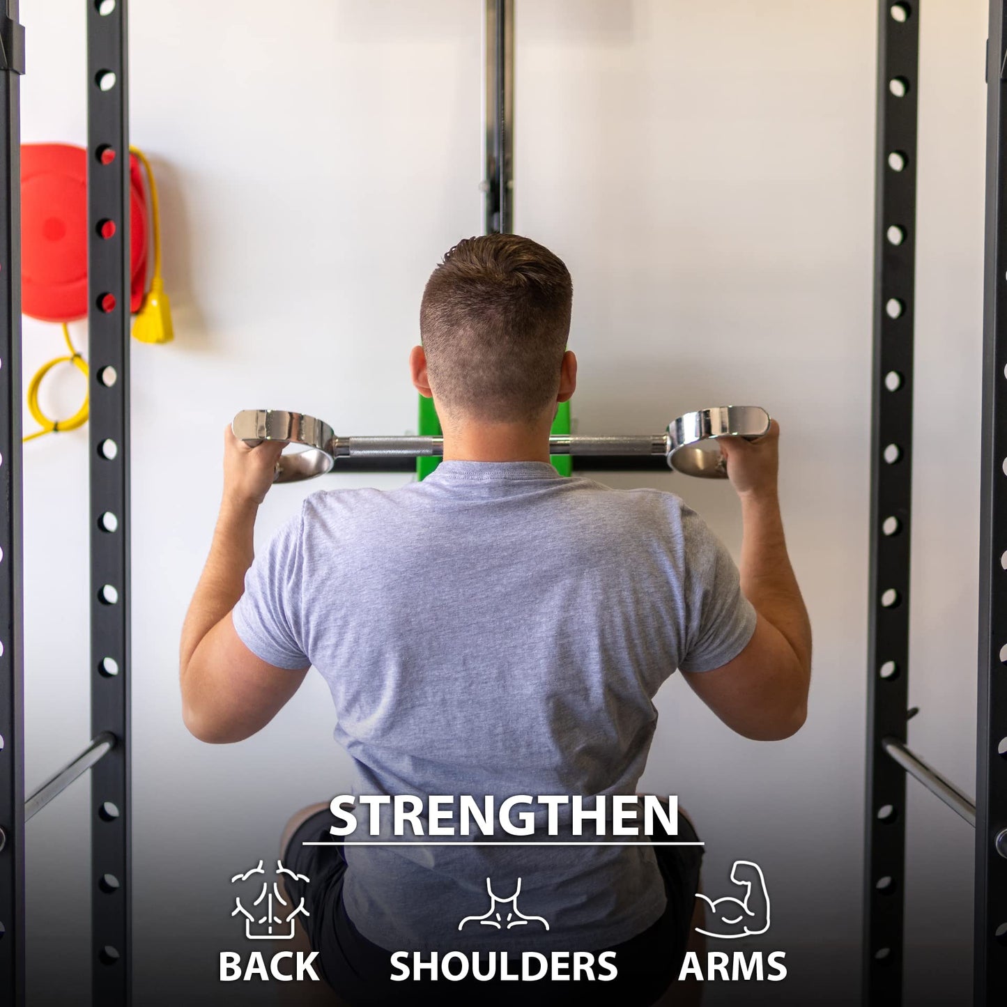 Synergee Pro-Style Lat Bar Cable Attachment. Universal Attachment for Cable Machines. Pull Down/Press Down Bar Accessory. Available Sizes 24”, 34” and 38”
