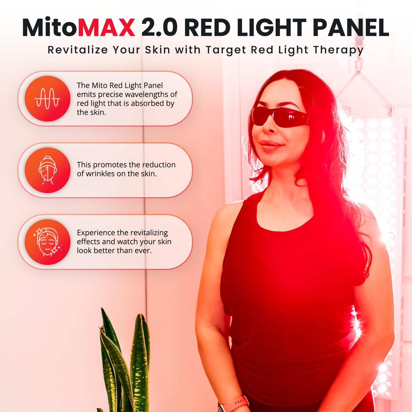 Mito Red Light – MitoMAX 2.0 Red Light Panel – Red Light Therapy for Face and Neck – Red Light & Near Infrared Red Light Therapy – At-Home Red Light Therapy for Body