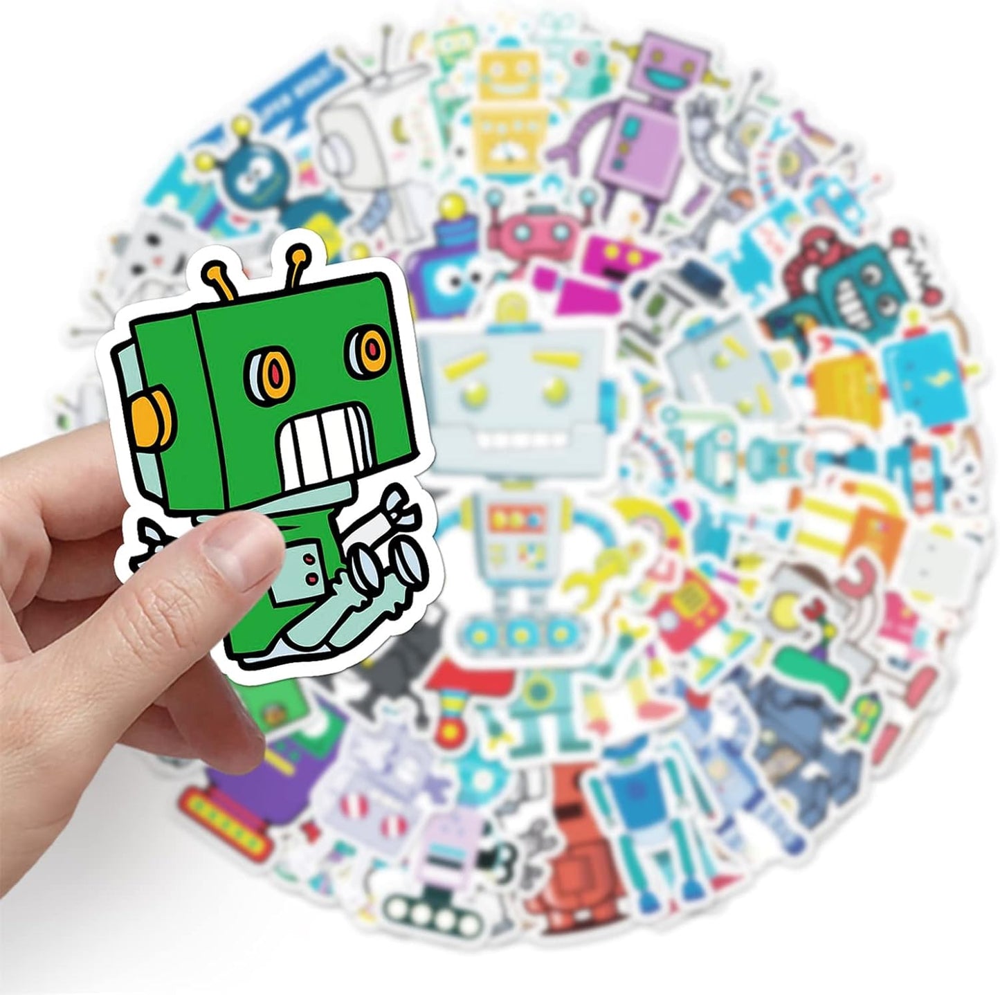 50Pcs Cute Robot Stickers, Science Theme Vinyl Waterproof Decals for Computer Skateboard Laptop Water Bottle Luggage