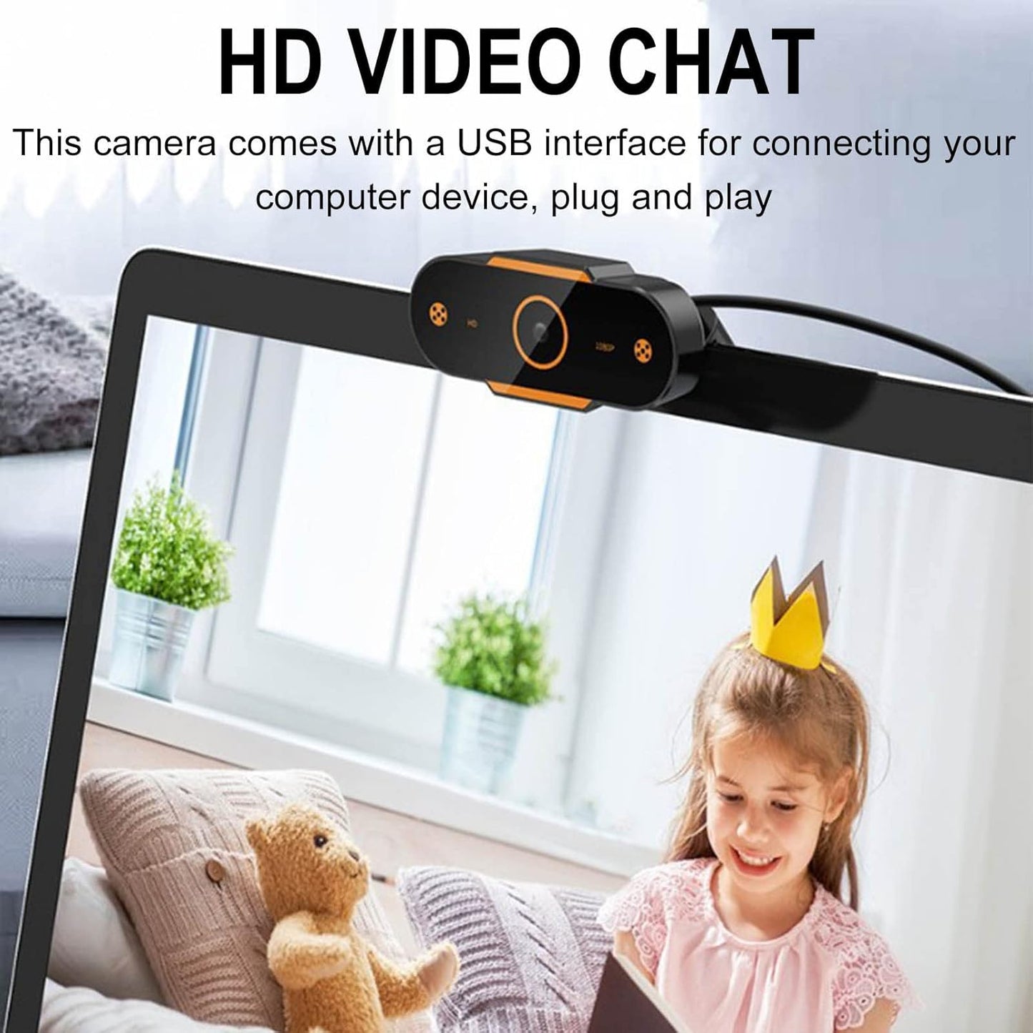 Lovskoo 1080p Focus,110 Streaming Camera HD Webcam with Microphone,Fast Auto Wide Angle, Auto Light Correction, USB Pc