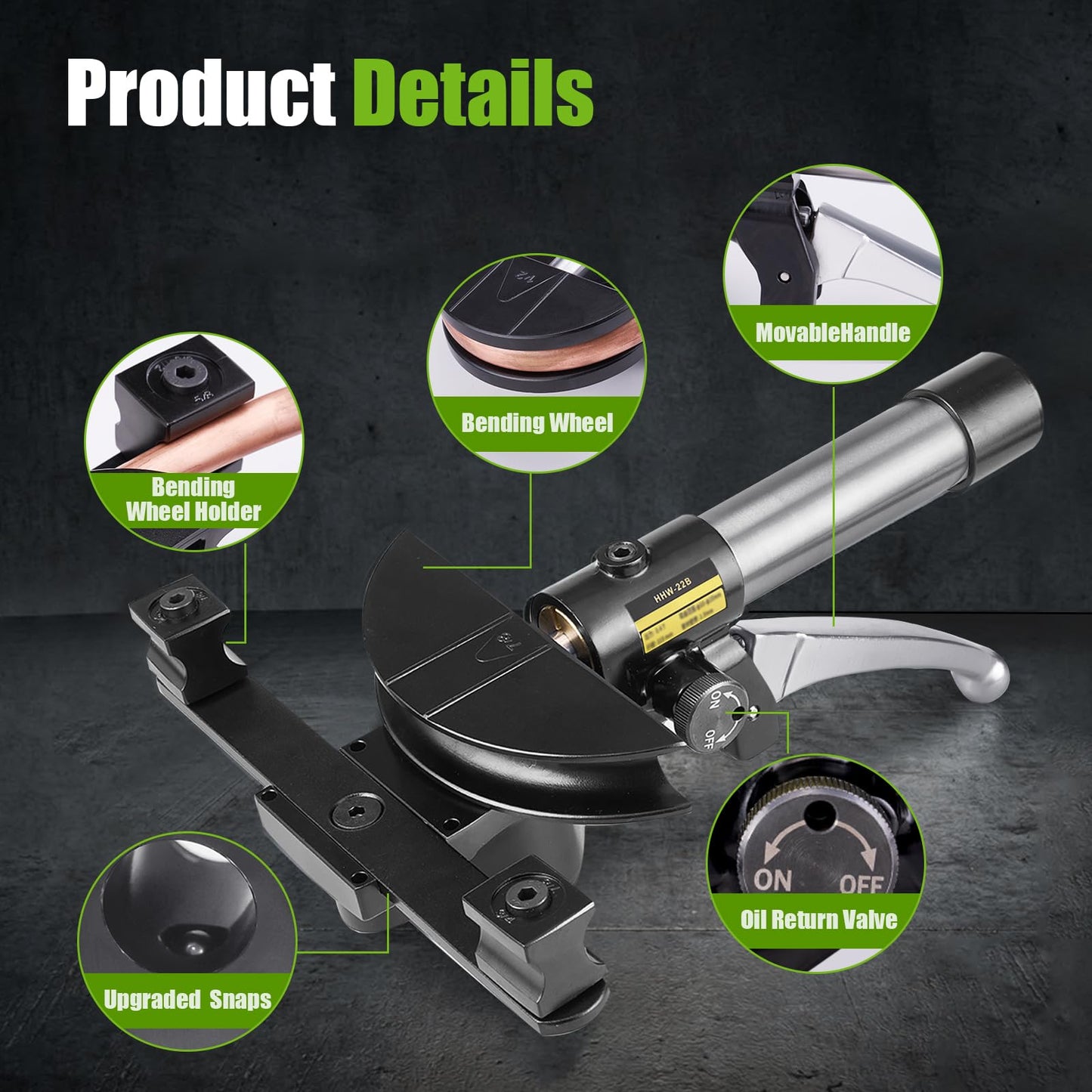 Super Stars Hydraulic Tubing Pipe Bender Kit 1/4in–7/8in - HVAC Copper Pipe Bender with 7 Aluminum Dies - 90 Degree Pipe Bending Tool for Air Conditioner and Refrigerator Repair