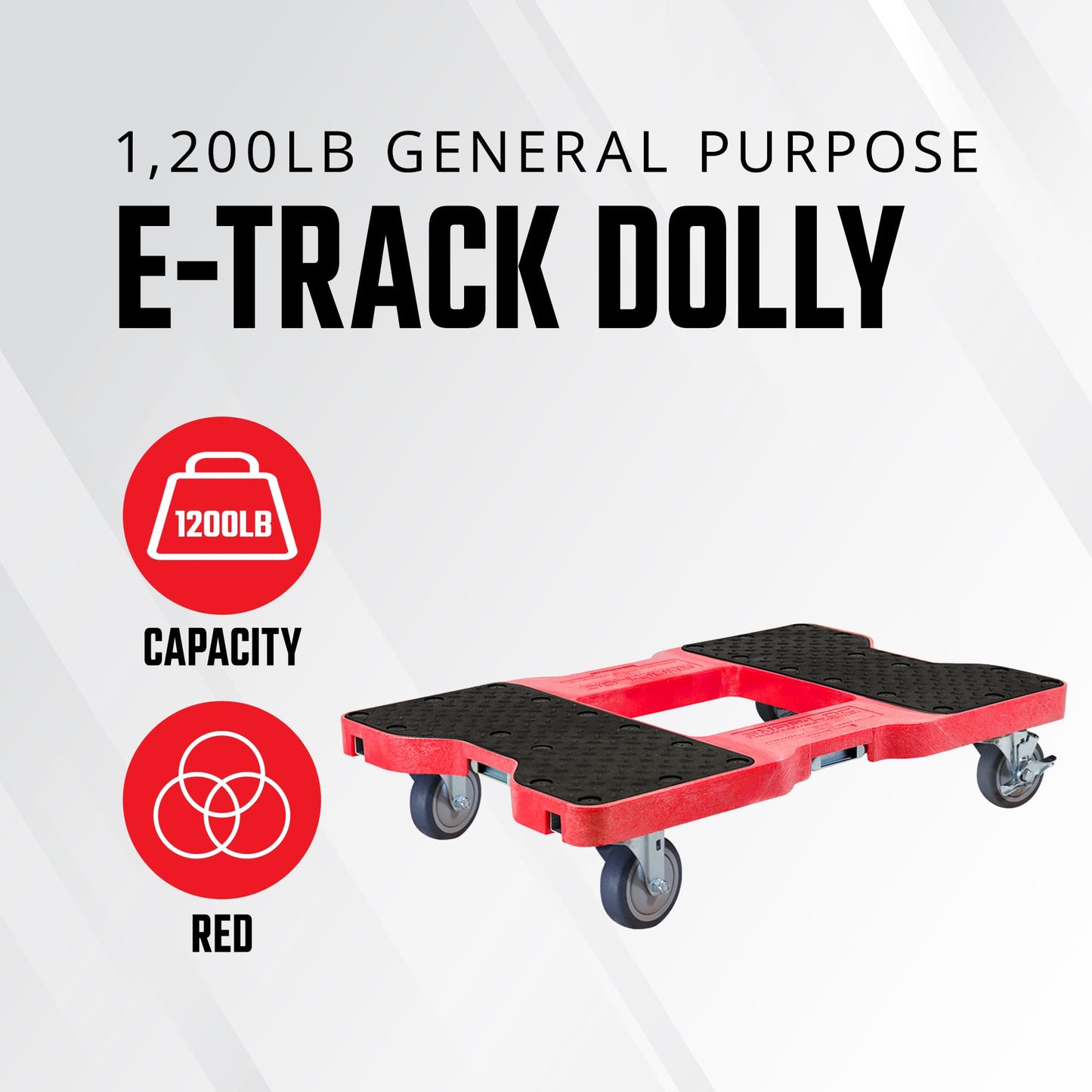 SNAP-LOC, 4 Wheel Dolly, 1,200 lb Professional E Track Dolly, Heavy Duty Furniture Moving Cart, Modular Cargo Platform, Made in USA, Red