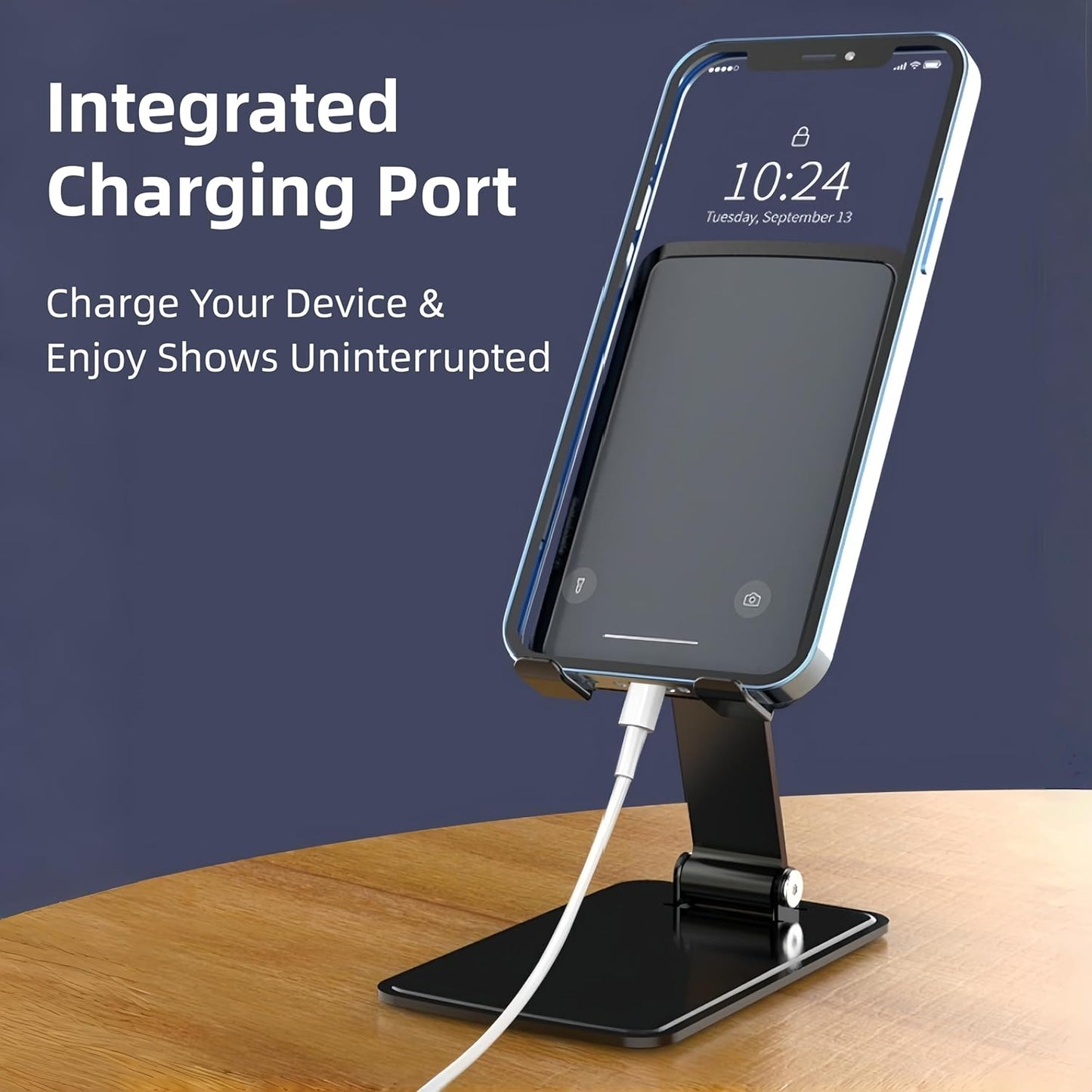 Briteroh Foldable & Height Adjustable Phone Stand for Desk, Carbon Steel Stable Cell Phone Holder, Universal