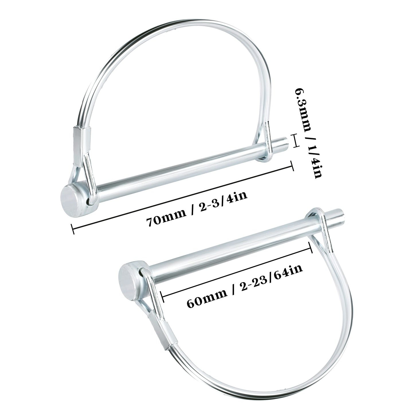 Pack of 10 Trailer Pins Hitch Pins – 2-3/4" x 1/4" (L x W) – Featuring Trailer Hitch Pin Lock, Trailer Coupler Pin and Locking Pins for Farm Trailers, Towing, Lawn Equipment