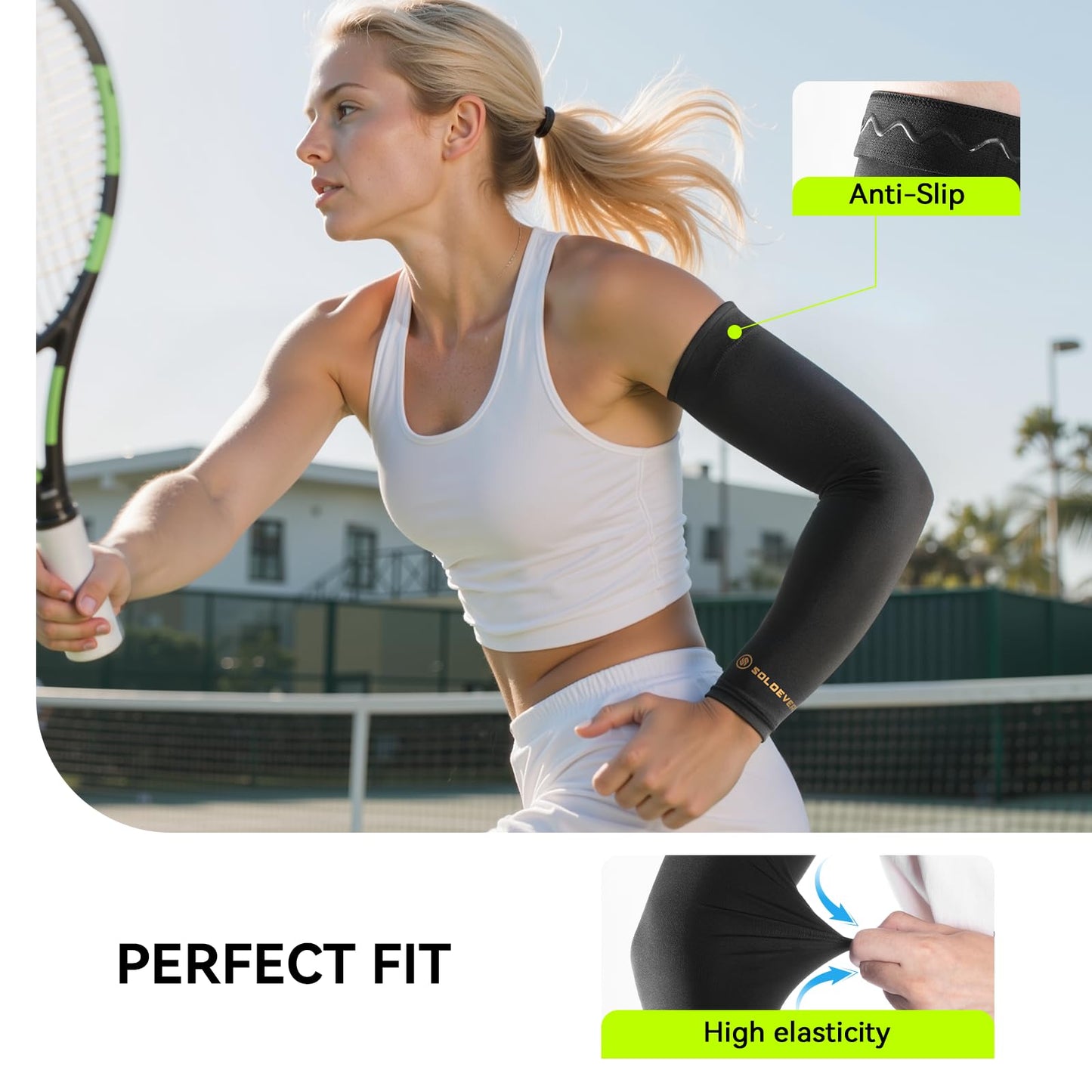 [360° Full Compression] Copper Arm Sleeves for Men & Women, [Ultra Breathable] Arm Brace for Forearm, Bicep, Triceps, Tennis Elbow, Basketball, Golf, Arthritis, Tendonitis, Bursitis (Black, L/XL)